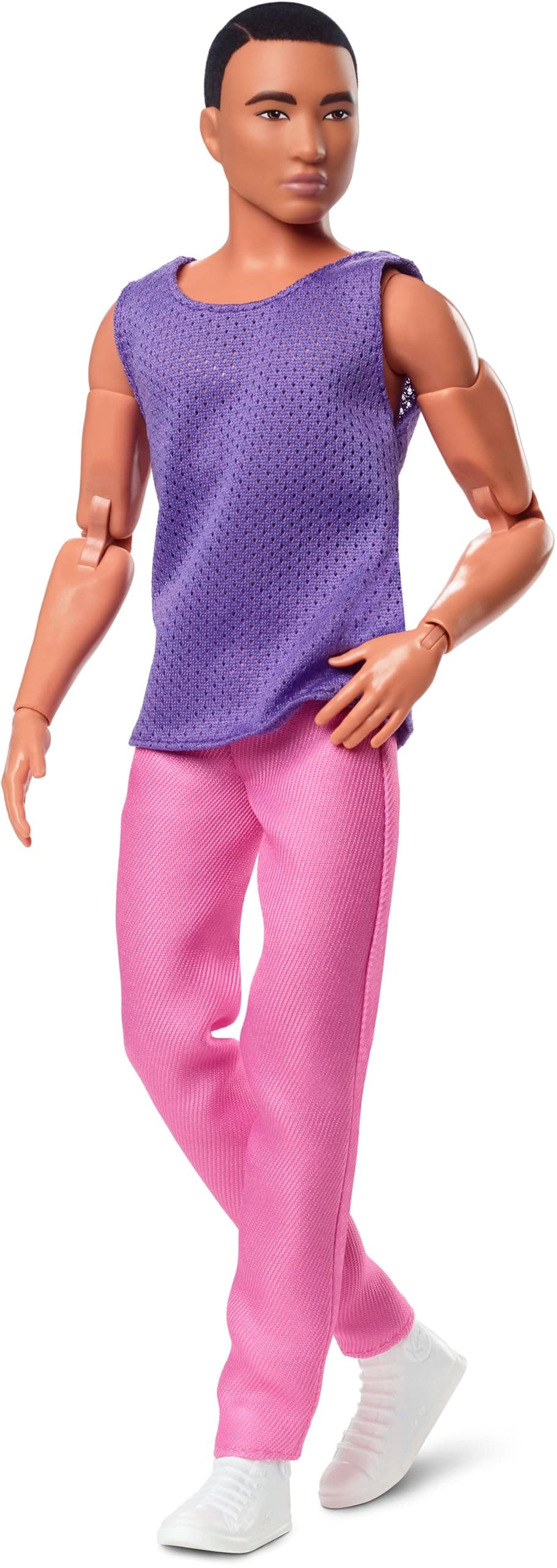 Barbie Ken Doll, Looks, Black Hair, Color Block Outfit, Purple Mesh Top with Pink Pants, Style and Pose, Fashion Collectibles, HJW84