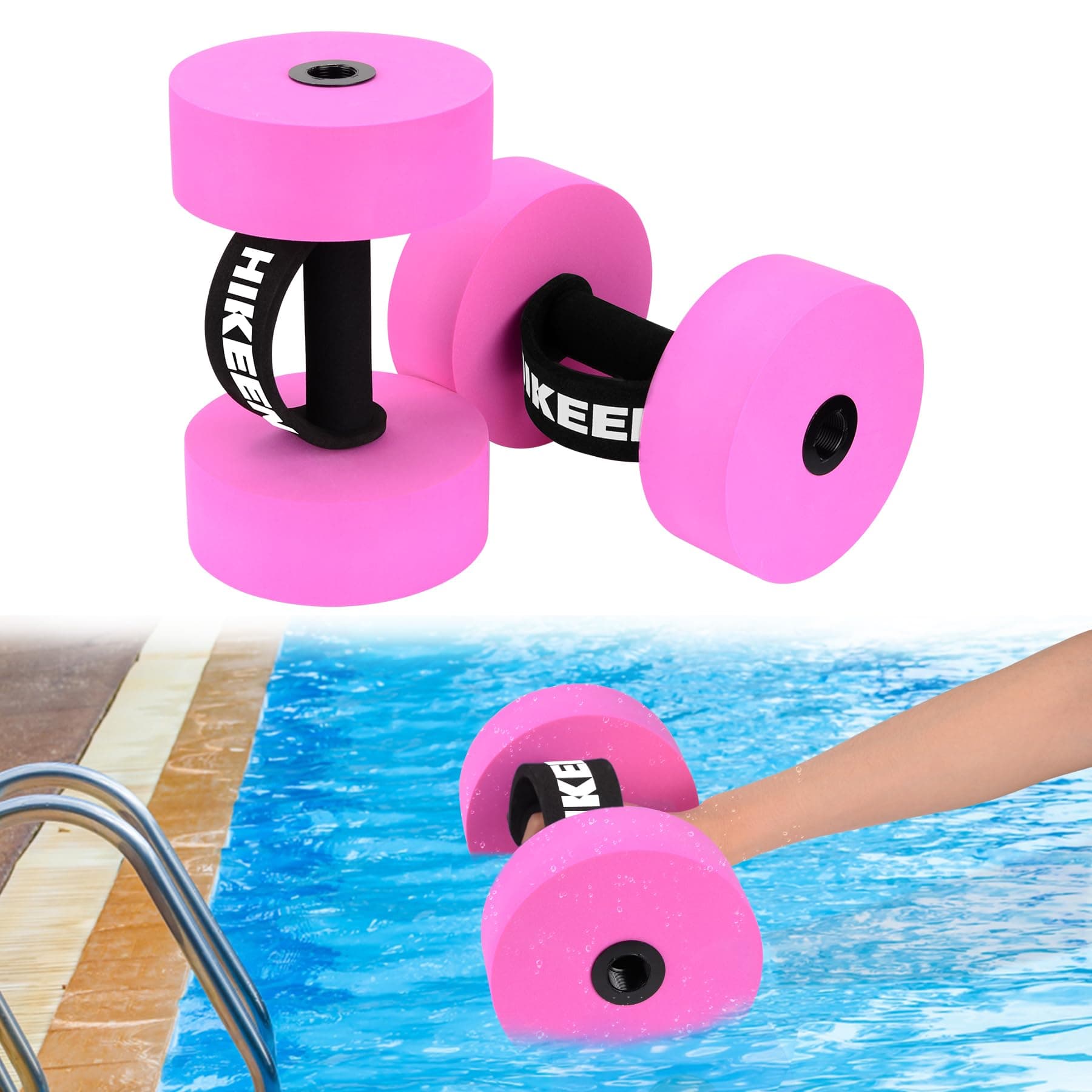 Aquatic Exercise Dumbbells Water Dumbbell Pool Resistance Aquatic Fitness Barbells With 4 High-Density EVA Foam Pool Weights Dumbbells, for Water Aerobics Weight Loss