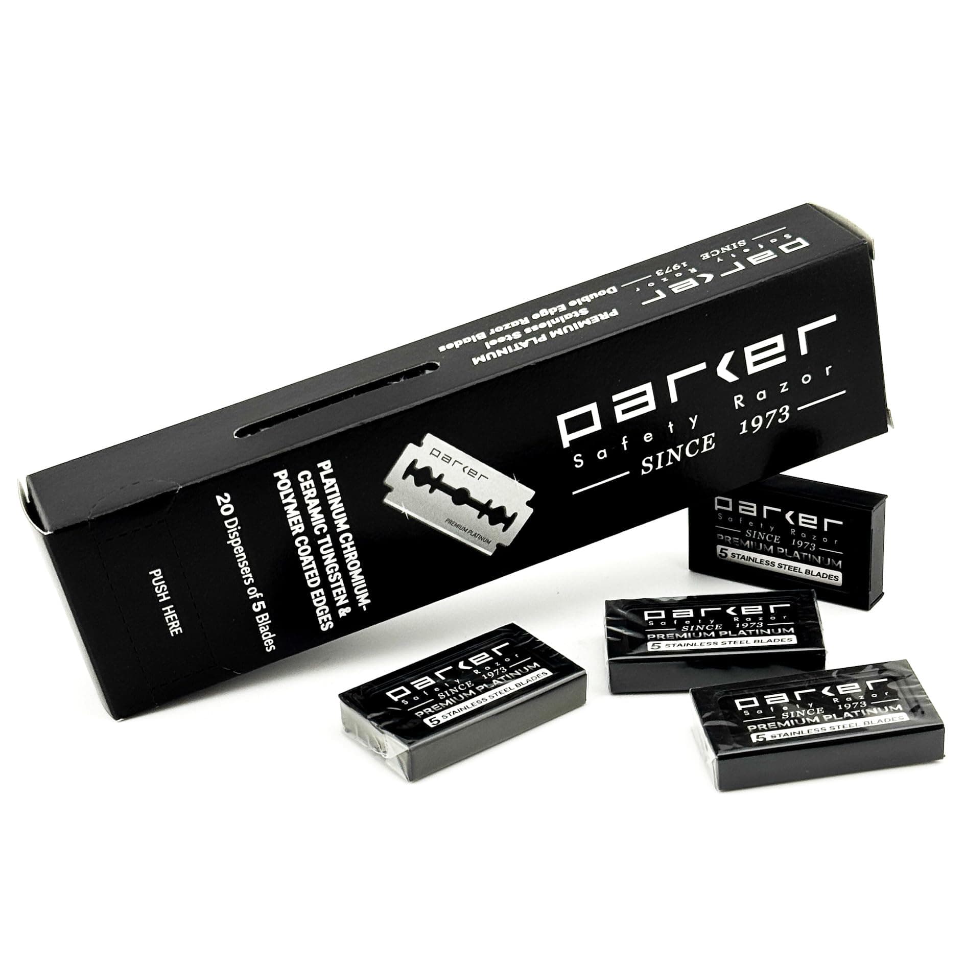 Parker Replacement Blade for T-shaped Razors (Double-edged, Replacement Blades / 5 x 20 Cases, Total 100 Sheets), Smooth and Comfortable Shaving Experience (Clean/Stainless Steel), Hoodie, Razor,