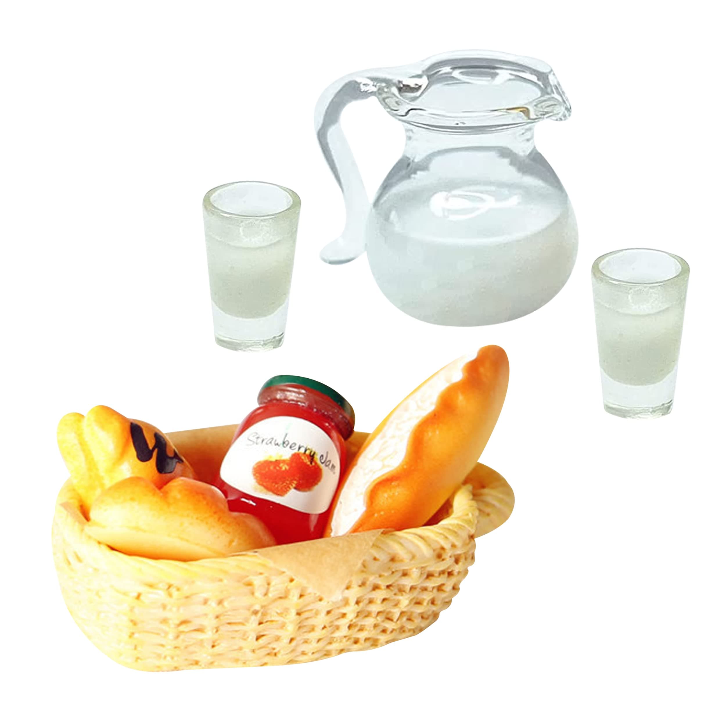 16Pcs Dolls House Accessories Food & Drink Set Mini Brands Food Utensil Bread Doll House Kitchen Food Accessories Mini Food DIY Dollhouse Decoration Cooking Game Party Accessories