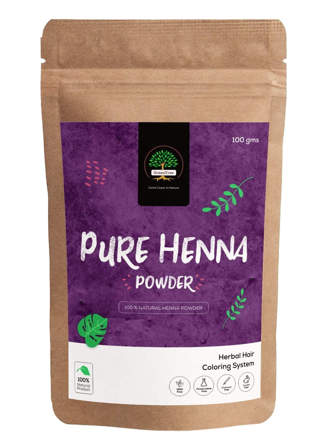 Pure Henna Powder 100% Natural and Chemical Free (100 gms)