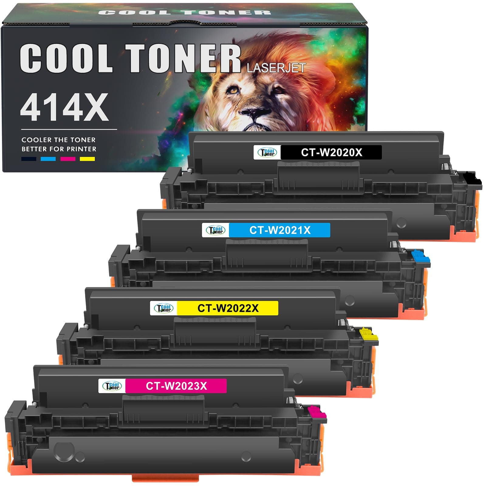 Cool Toner Compatible Toner Cartridge Replacement for HP 414X 414A 414 W2020X Work with Color Pro MFP M479fdw M454dw M479fdn M454dn M479 Laser Printer Ink (Black Cyan Magenta Yellow, 4-Pack)