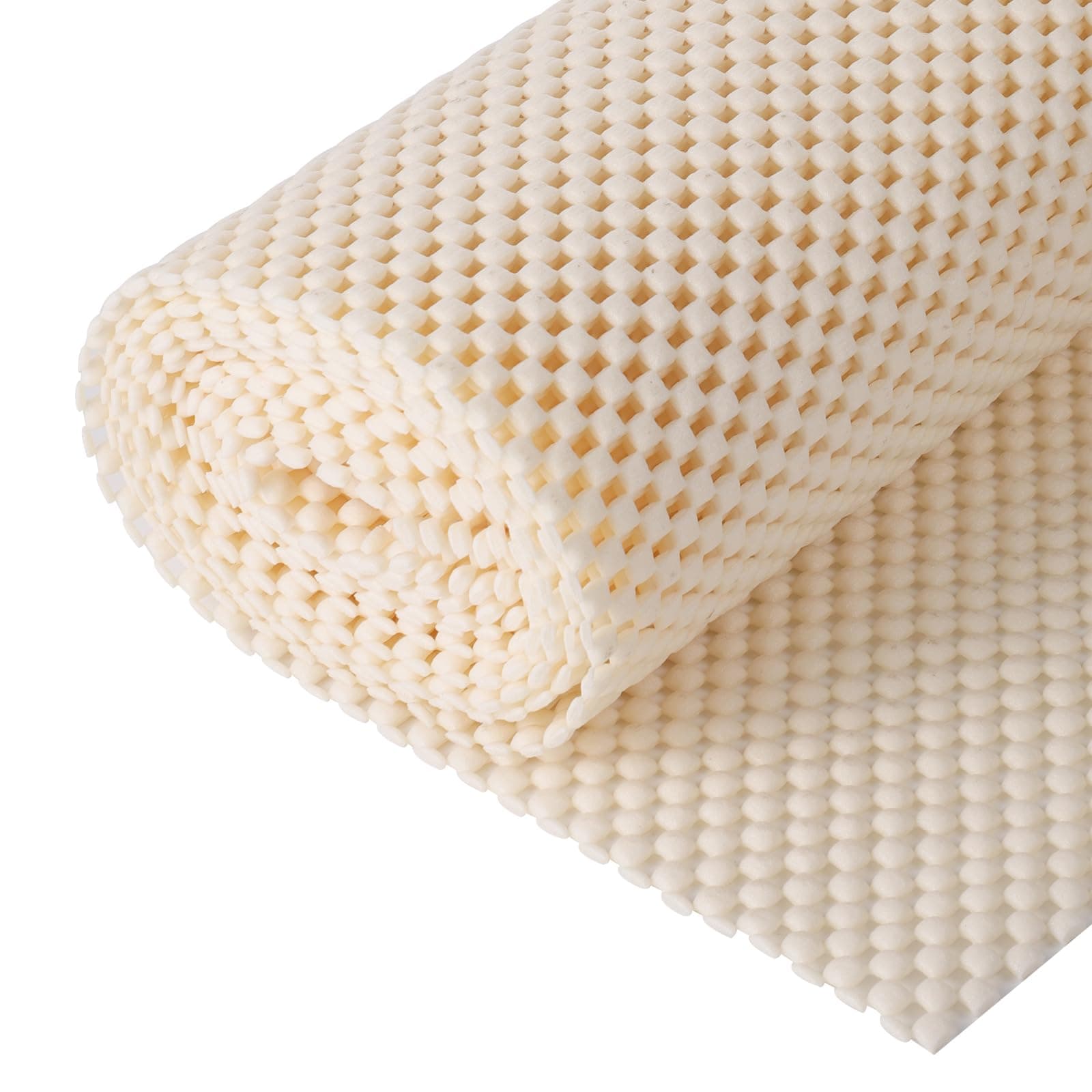 Multipurpose Non Slip Mat, Cream PVC Anti Slip Rug Pads 50x200cm Anti Slip Rug Underlay Carpet Grip Mat Black Kitchen Drawer Shelf Liner Bathroom Waterproof Floor Mat for Home,Office,Cars(Ecru)