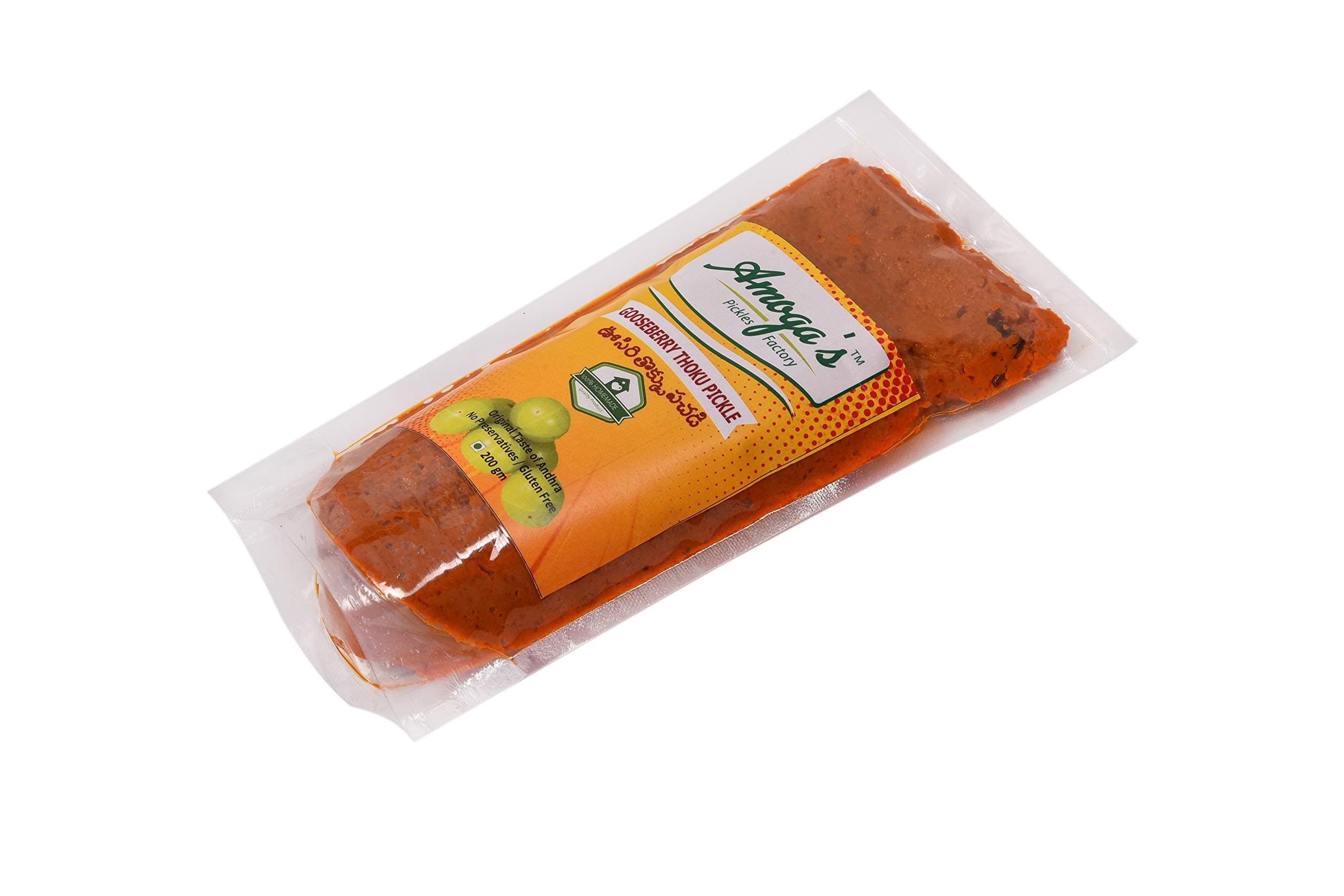 Amoga's Pickles Factory Andhra Fresh Gooseberry Thokku / Usirikaya Thokku Pickle/Achar 200 gm and Elephant Foot Yam /Kanda Pickle 200 gm Combo Pack (Pack of 2)