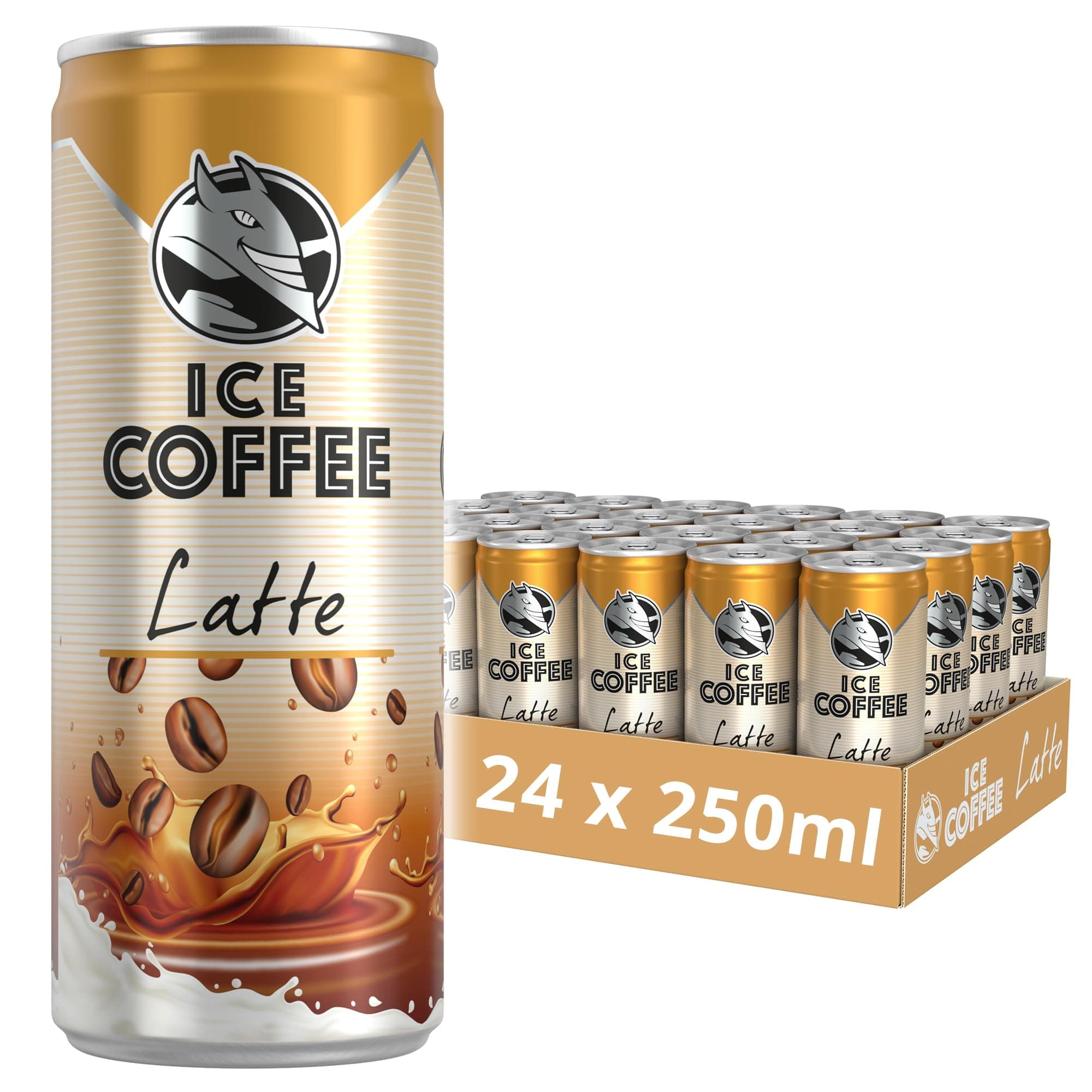 HELL Ice Coffee Latte | 24 x 250ml Cans Multipack | 40mg/100ml Caffeine | Contains Real Arabica & Robusta Coffee Bean Extracts | 75% UHT Milk | Preservative Free | Iced Coffee | Ready To Drink