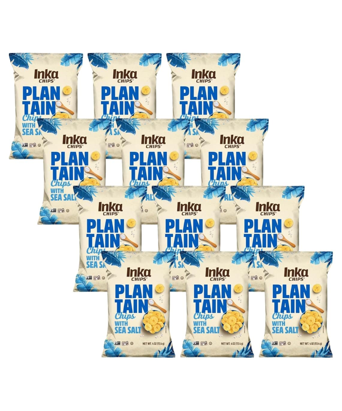 Inka Crops Inka Chips, Seasalt Plantain Chips, 4 Ounce (Pack of 12)