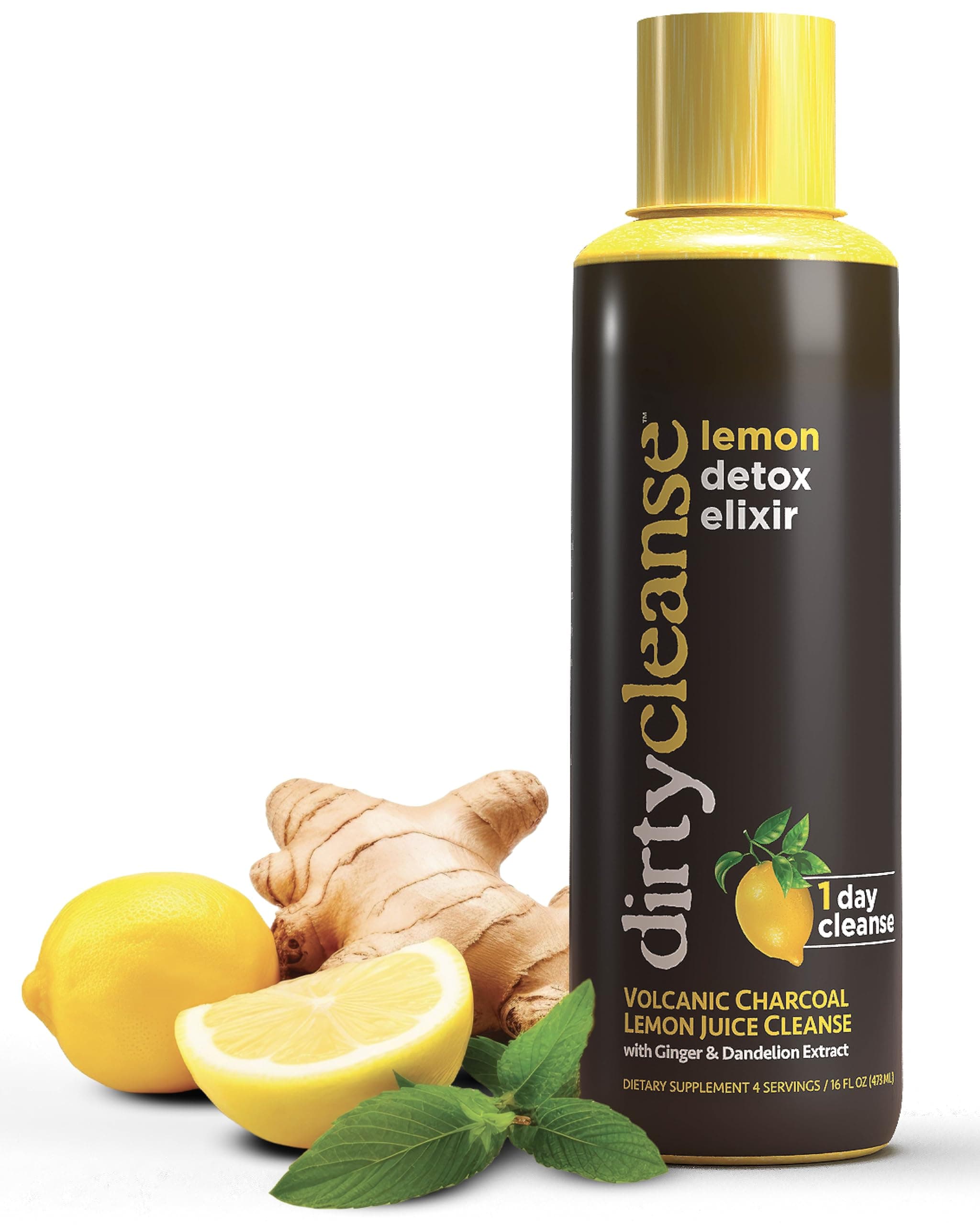 Lemon Detox with Volcanic Charcoal with Ginger and Dandelion Extract, 4 servings