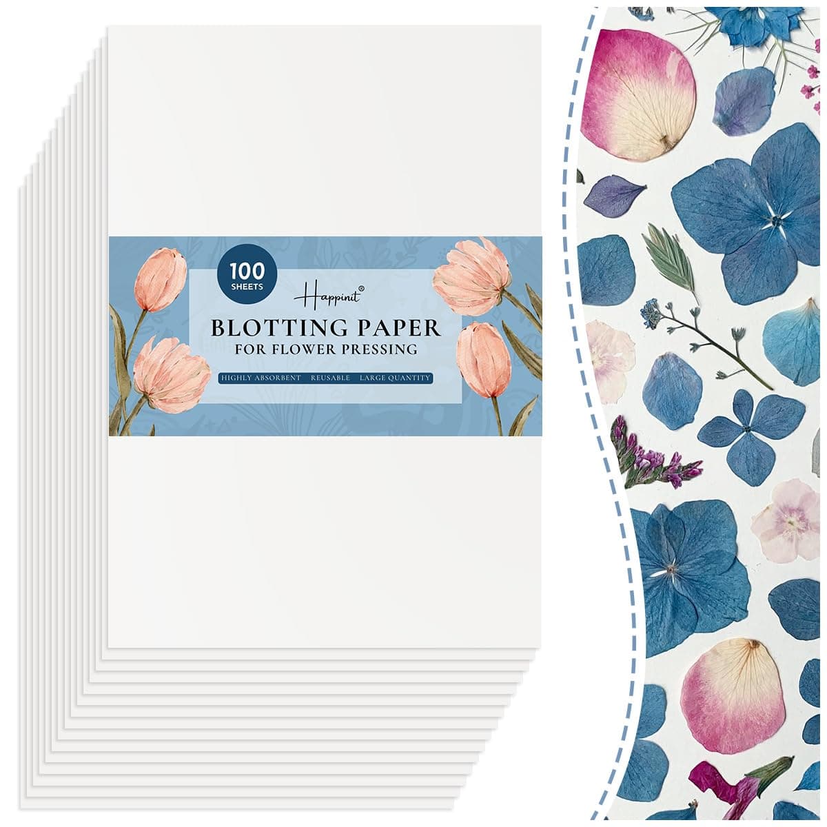 100 A4 Size Blotting Papers for Herbarium Craft, Large Blotter Paper for Herbarium & Flower Press, Working with Pressing Kit for Adults (100)