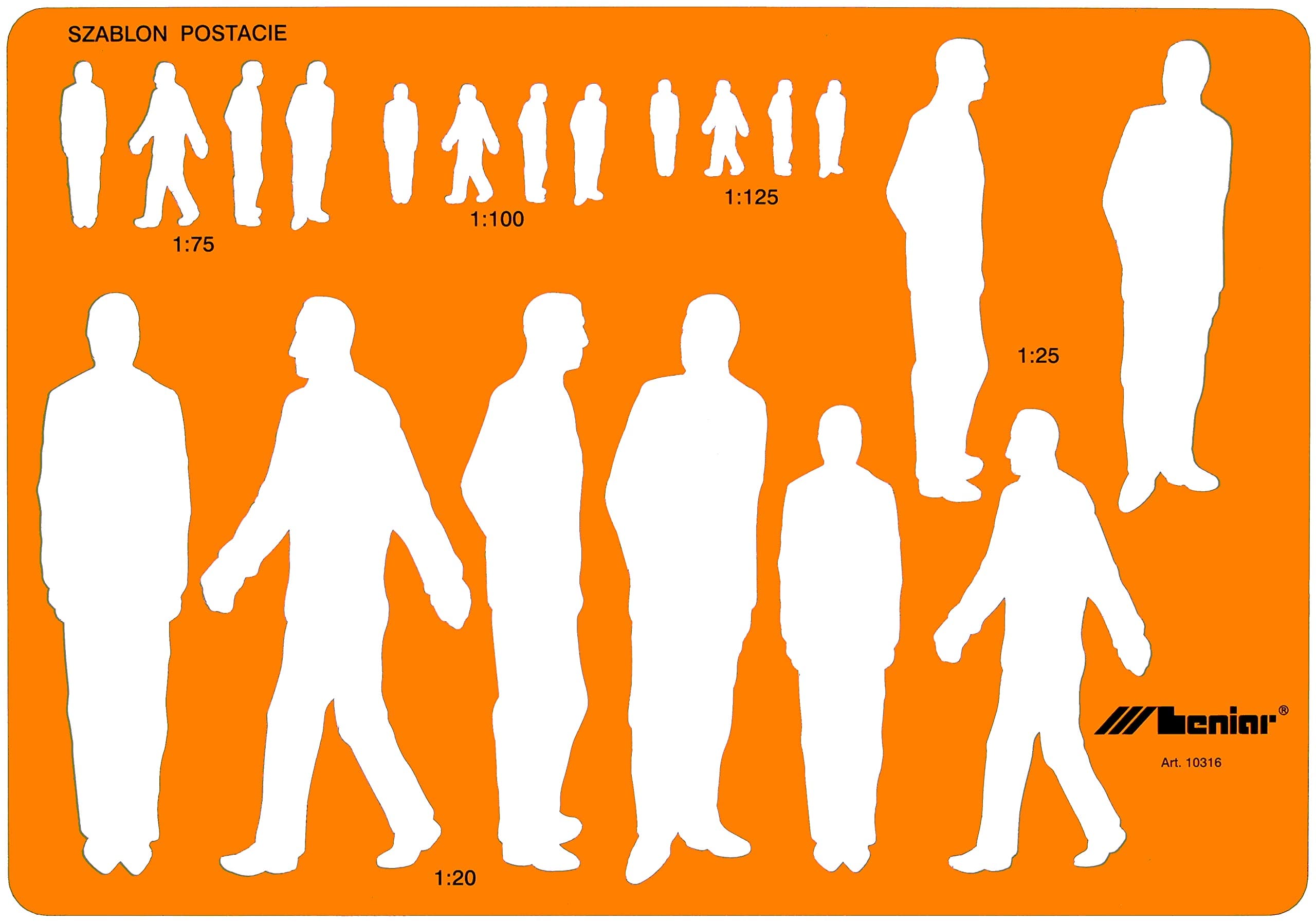 Male Human Figure Drawing Template Stencil 1:75 1:100 1:125 1:25 1:20 Scale