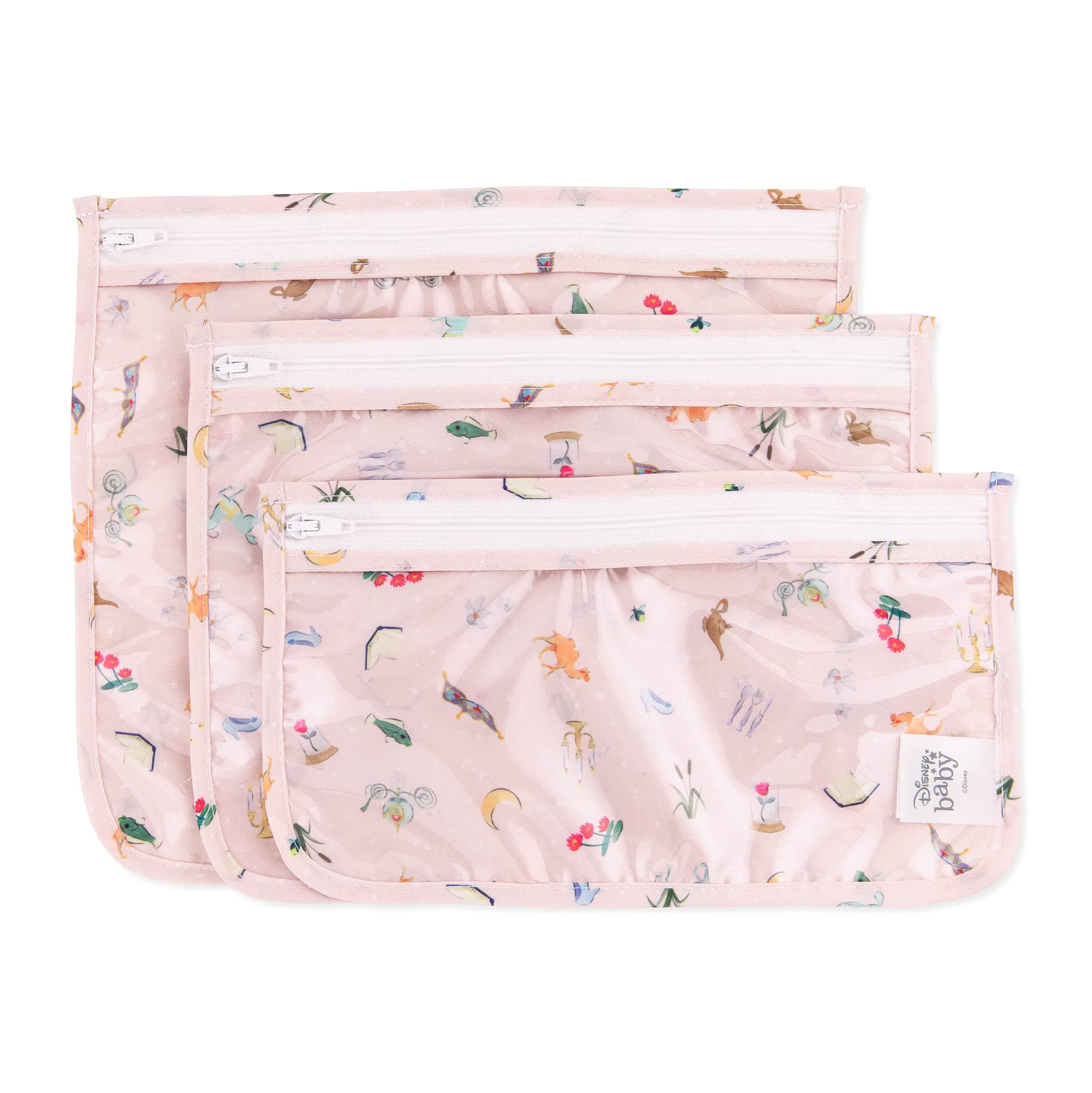 Bumkins Travel Bag, Disney Princess Toiletry, Baby, TSA Approved Pouch, Zip Bag, Quart Size Compliant, Clear-Sided, Diaper Bag Organization, Makeup, Accessories
