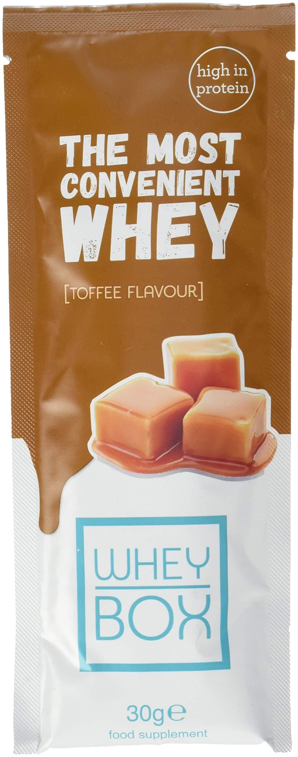 Whey Box Whey Protein Sachets, Toffee, 30 g, 12-Sachets