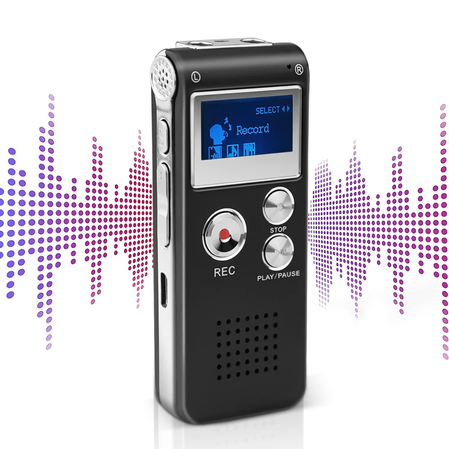 Mini Voice Recorder for Lectures Meetings&Class -KINOEE 8GB Digital Activate Audio Tape Recording Device with Double Sensitive Microphone&MP3 Playback