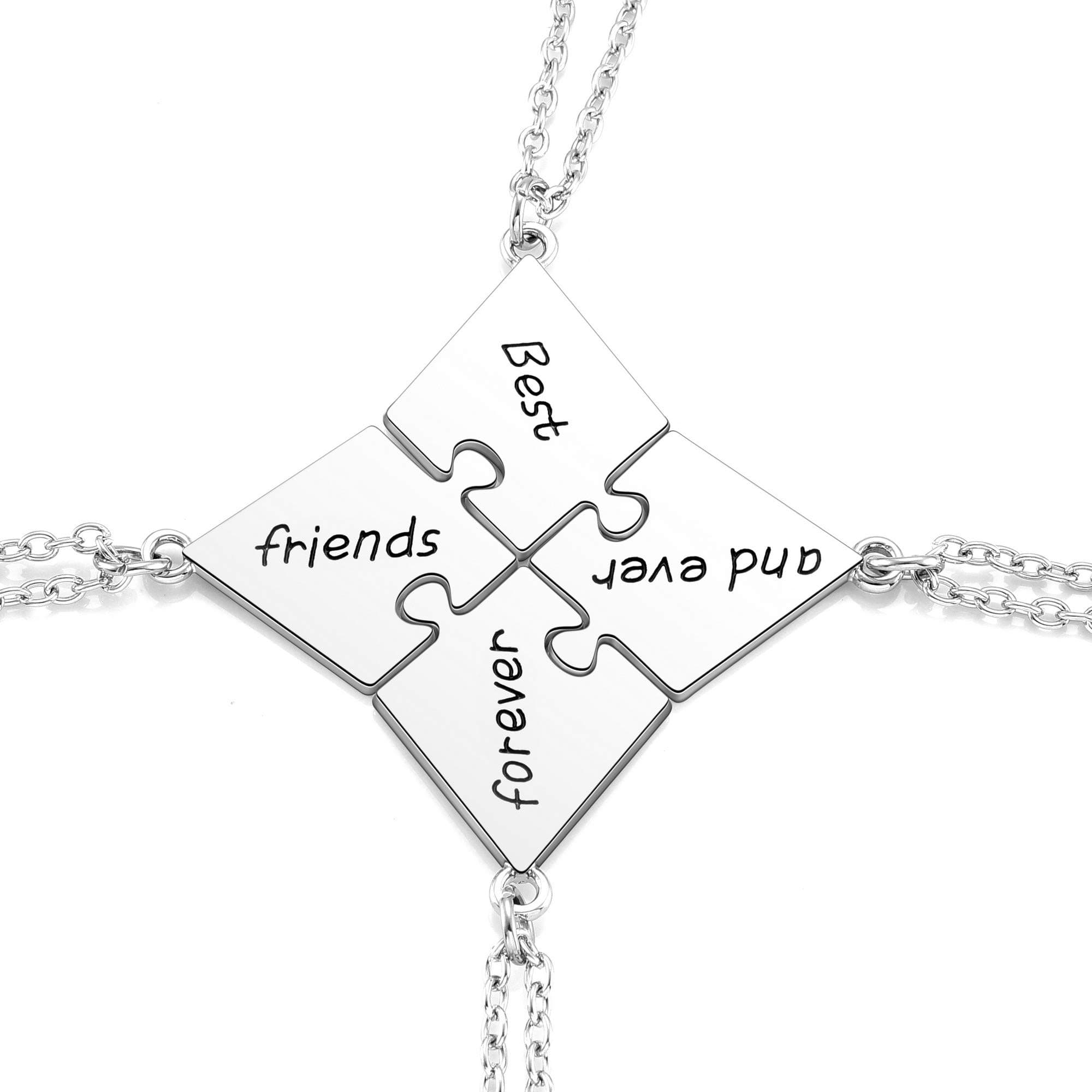 JoviviSilver Tone Alloy BFF Necklace for 2-5 Best Friends Matching Heart Pendant Friendship Necklaces Women Jewelry Gift