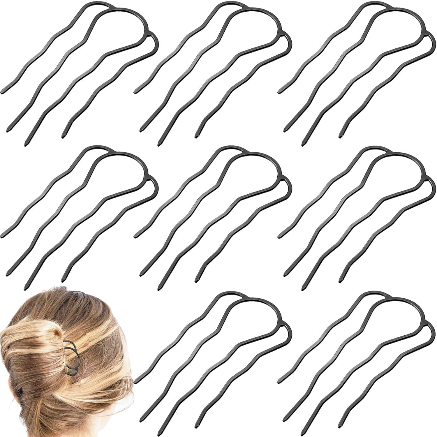 8 Pieces Side Combs, Metal Fork Clip Pins for Buns, 4 Prong Updo U-Shape Sticks for Women Hair Styling Tool Accessories