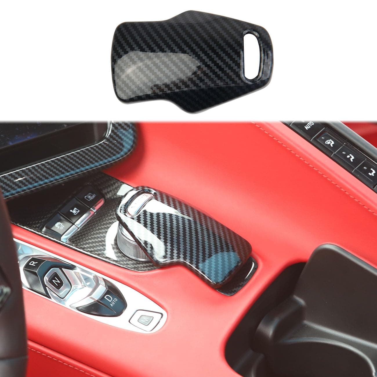 Carbon Fiber Gear Shift Panel Cover Trim for Chevrolet Corvette C8 2020-2023(Gear Shift Head)