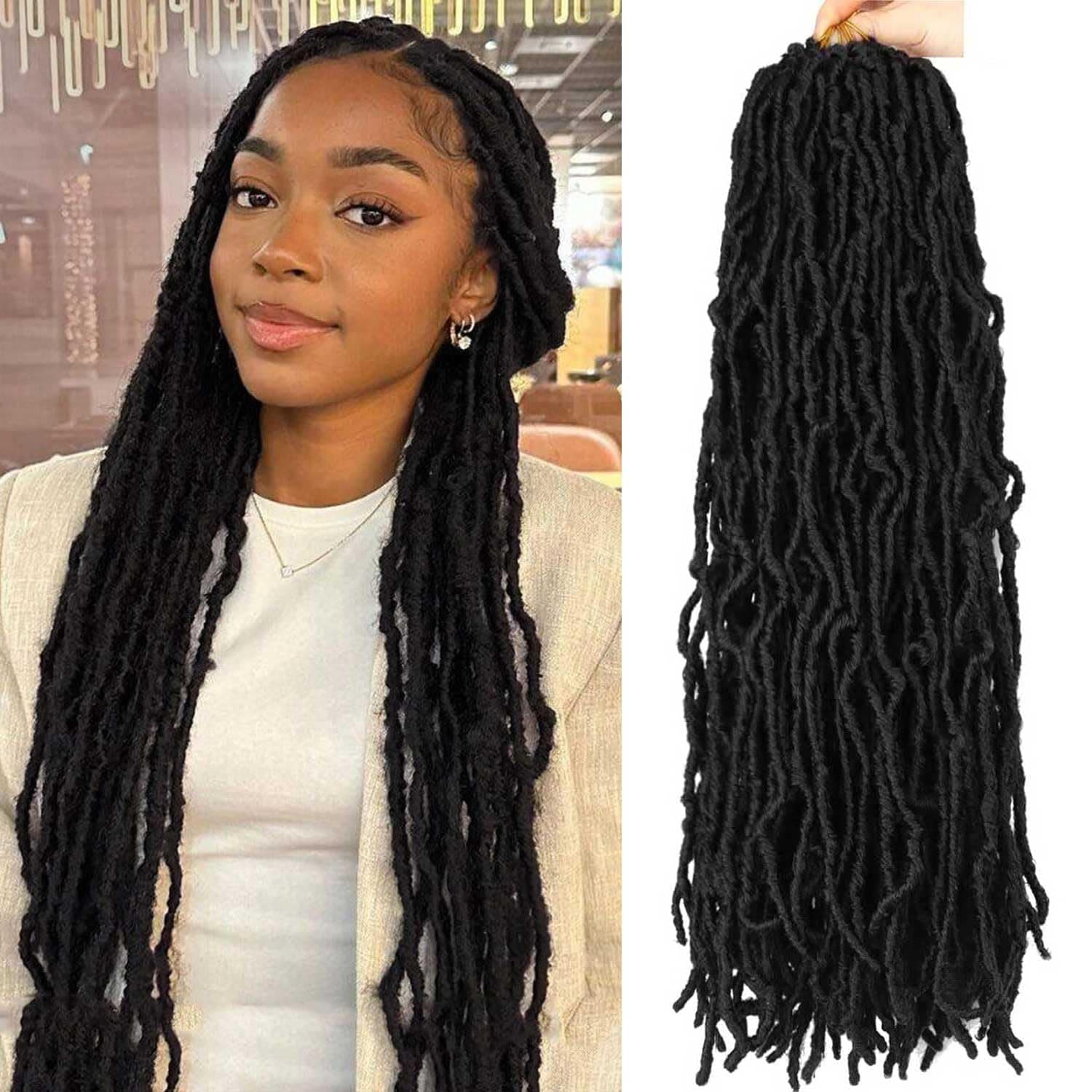 8 Packs Soft Locs 24 Inch Faux Locs Crochet Hair for Butterfly Locs Distressed Locs Crochet Hair for Women (24 Inch(Pack of 8), 1B)