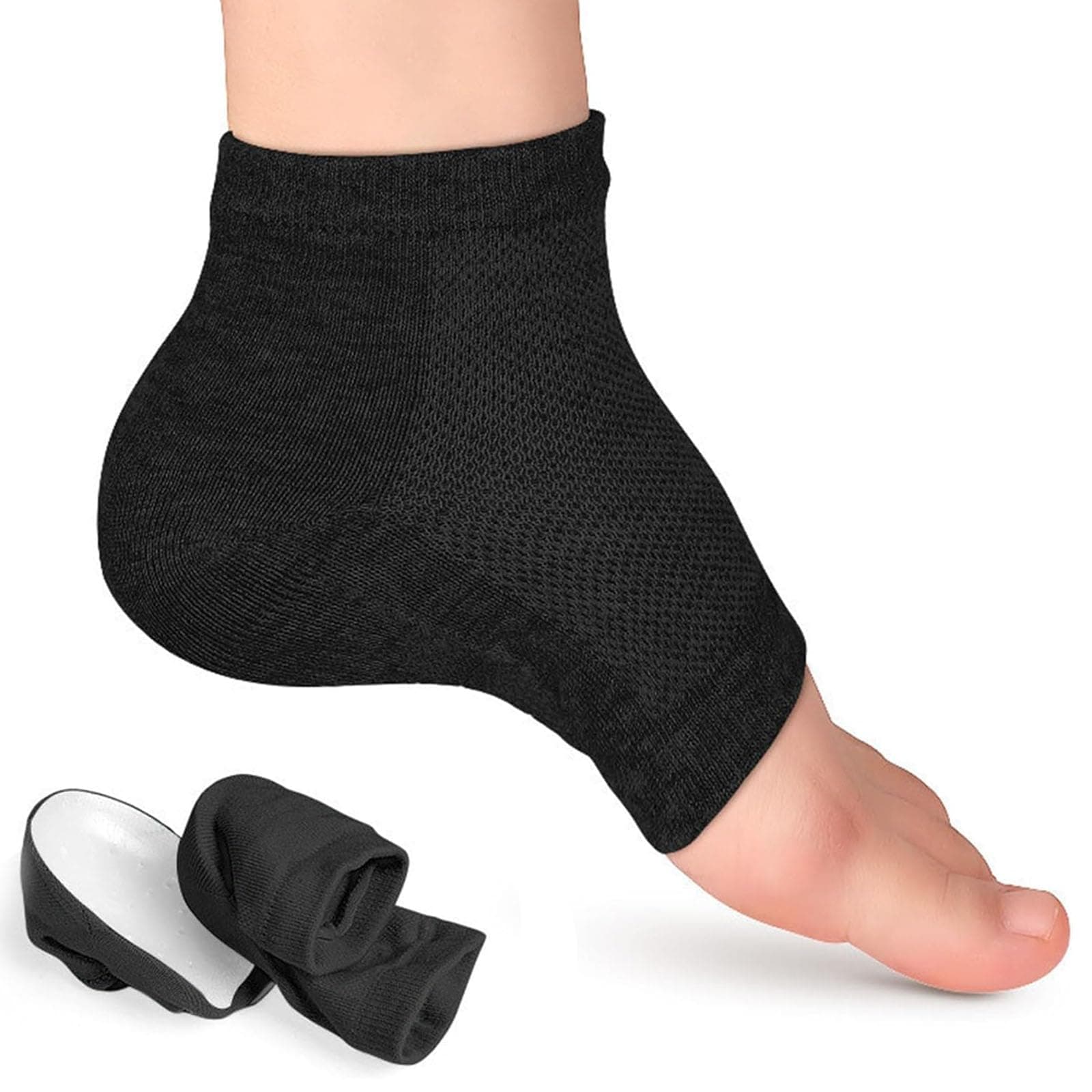 NUOKOU Height Max Socks, Height Max Insoles 3 inches, Invisible Shoe Lift Heel Pads, Half Height Increase Insoles, Height Increase Socks for Women Men (3.5cm, Black)