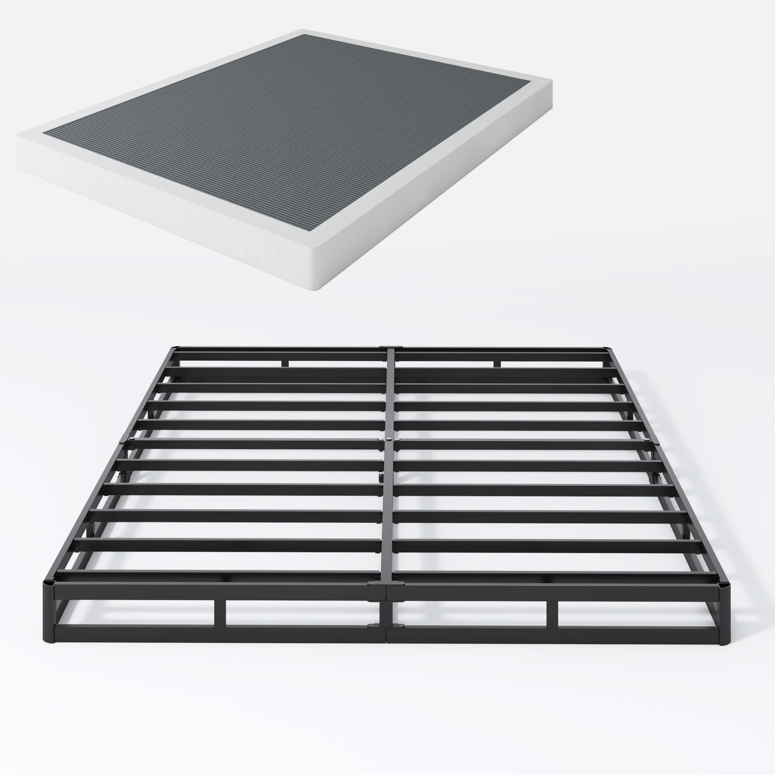 King Box Spring, 5 Inch Box Springs King Size Basics Bed Base, Mattress Foundation, Black Heavy Duty Metal Structure with Cover, Noise Free,Easy Assembly