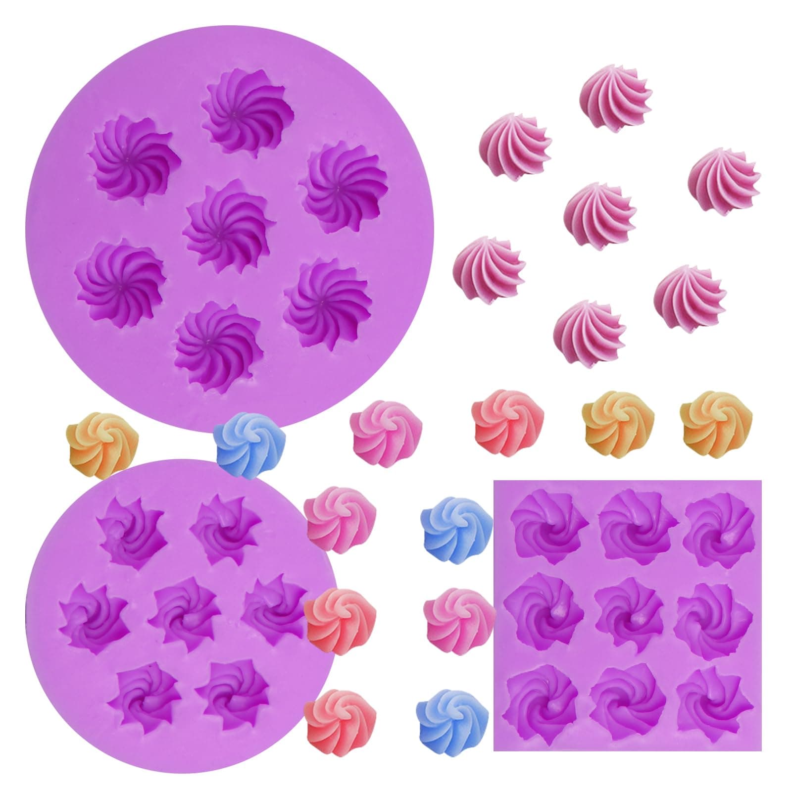 Cream Silicone Fondant Molds 3 Pieces, Cookie Chocolate Molds for Candy Cake Decortaion Cupcake Toppers Creative Desserts Clay