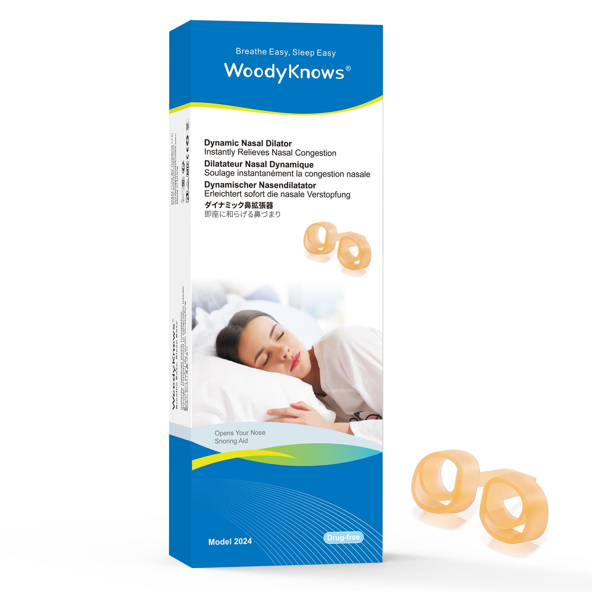 WoodyKnows Dynamic Nasal Dilators | Sleep Sports Breathing Aid | Soft Comfortable Nose Vents | Improve Breathe Airflow | Snoring Congestion Relief | Right Anti Snore Solution (Trial XS/S/M/L)