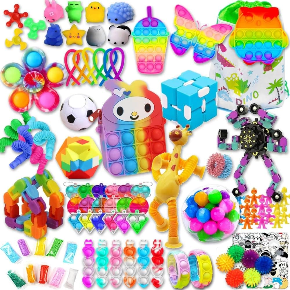(120 Pack) GONGYIHONG Sensory Fidget Toys Pack, Party Favors Gifts for Kids, Classroom Prizes Treasure Box Figit Toys Set for Boys Girls Adults