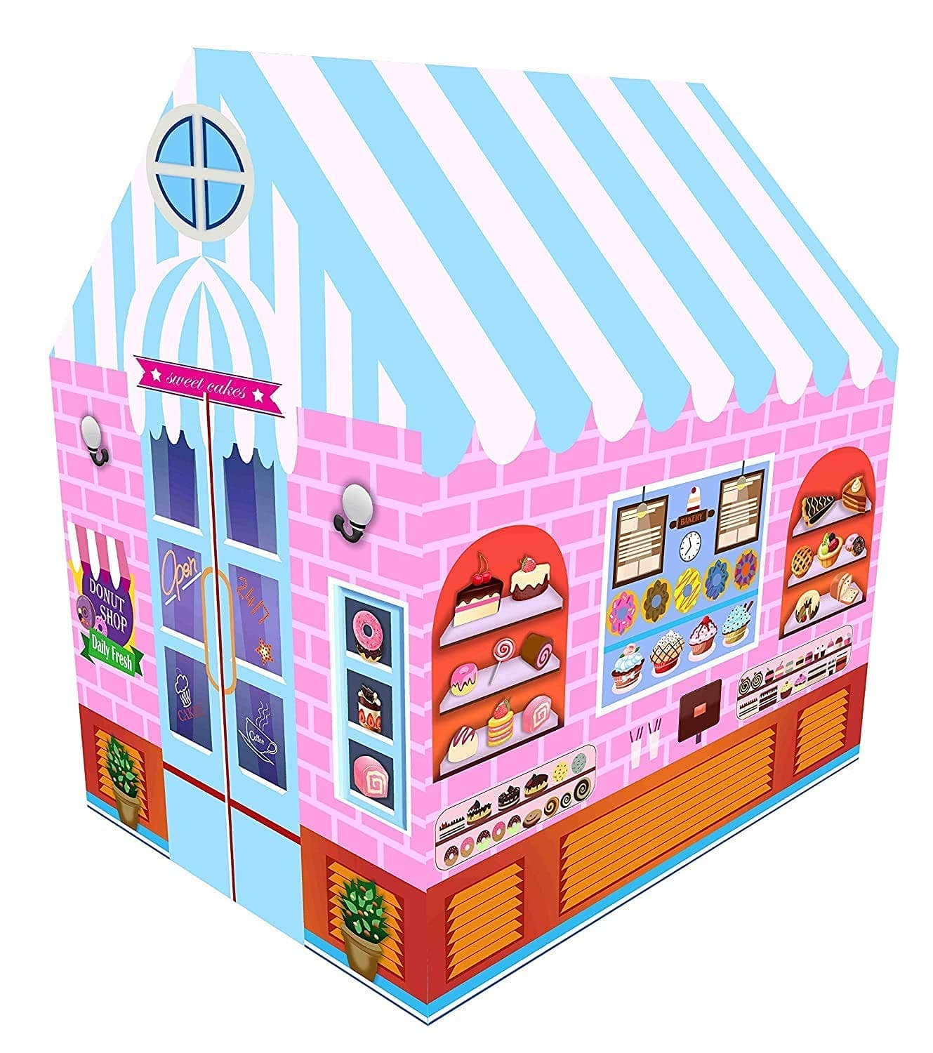 REAVIAN® Baby Candy Shop Tent House for 10 Year Old Kids Girls Boys for Indoor Outdoor Waterproof and Light Weight Ice Cream Kitchen Trolley Play Cart Kitchen Set Toy with Lights and Music Great Gift