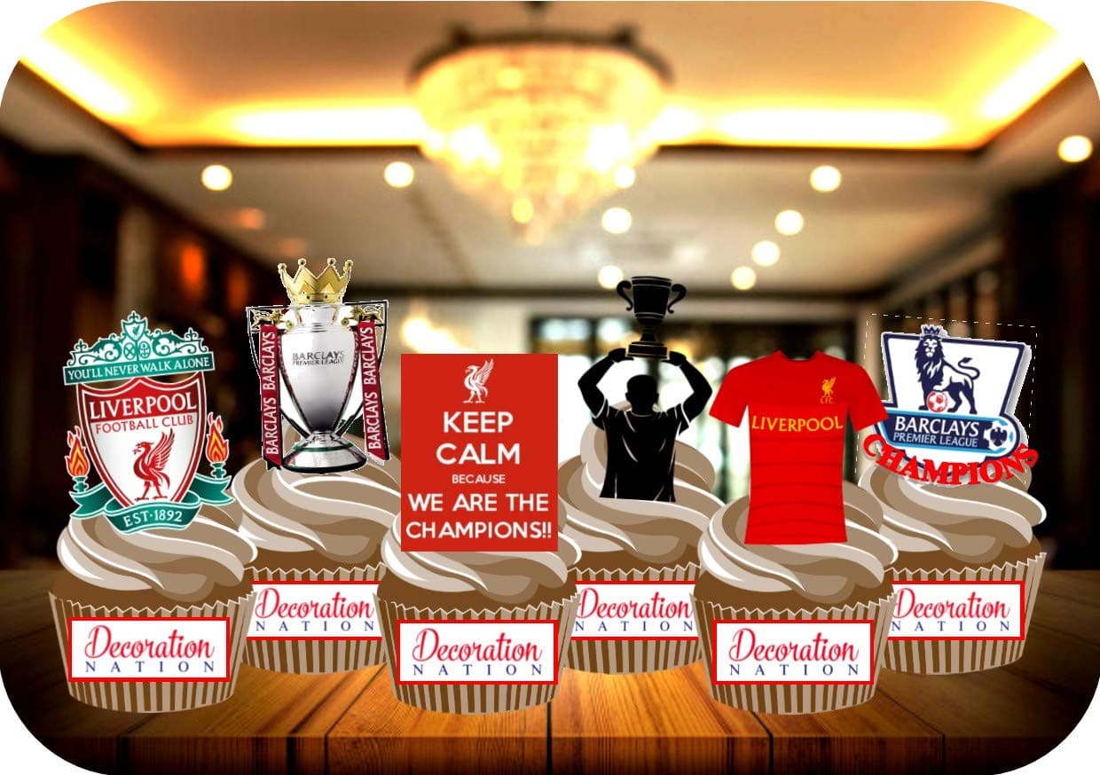 12 x Liverpool LFC Birthday Party Pack Edible Cake Toppers Decorations Cupcakes