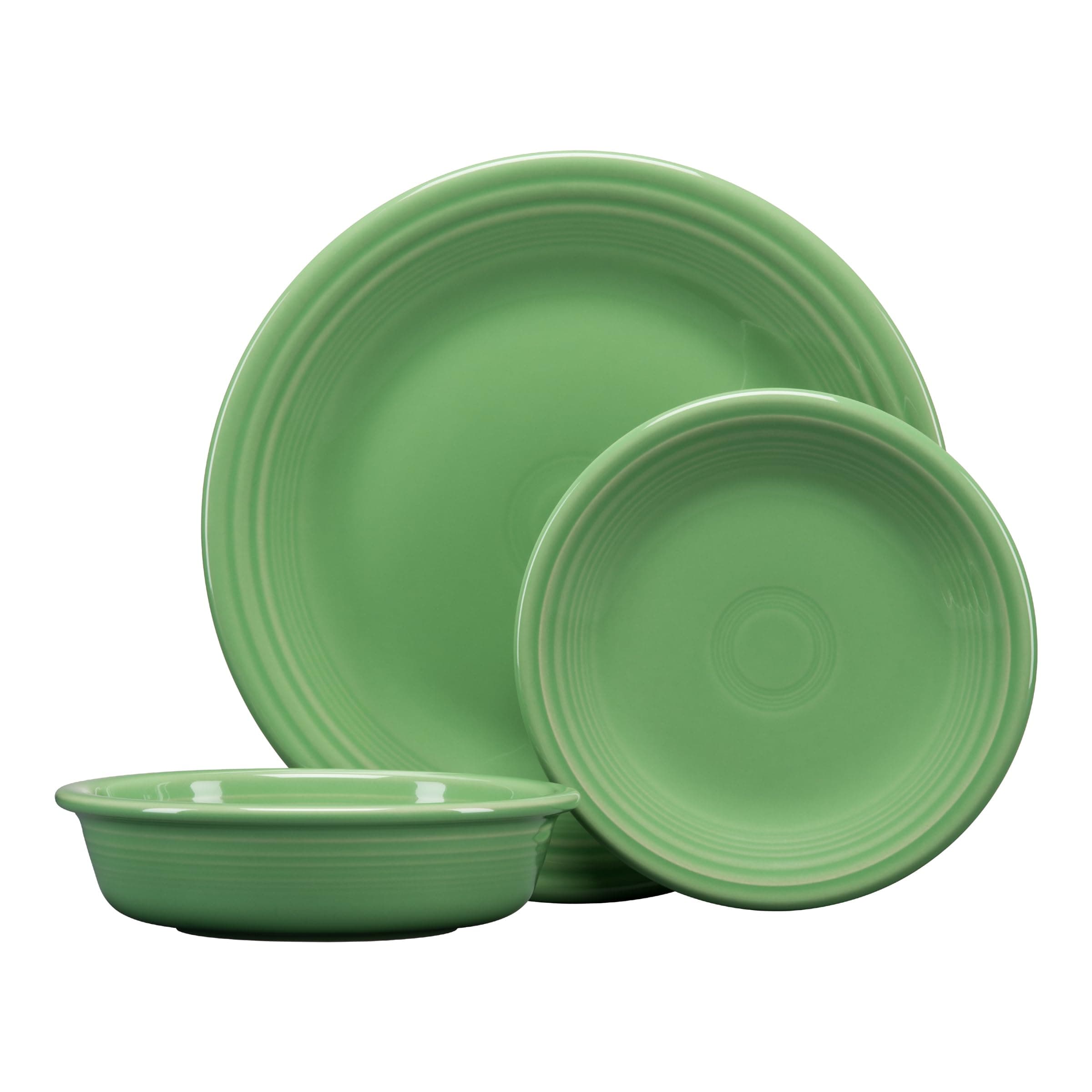 Classic Rim 3-Piece Dinnerware Set – Durable Ceramic, Lead-Safe, Dishwasher/Microwave/Oven Safe – Made in USA Dinnerware - Meadow