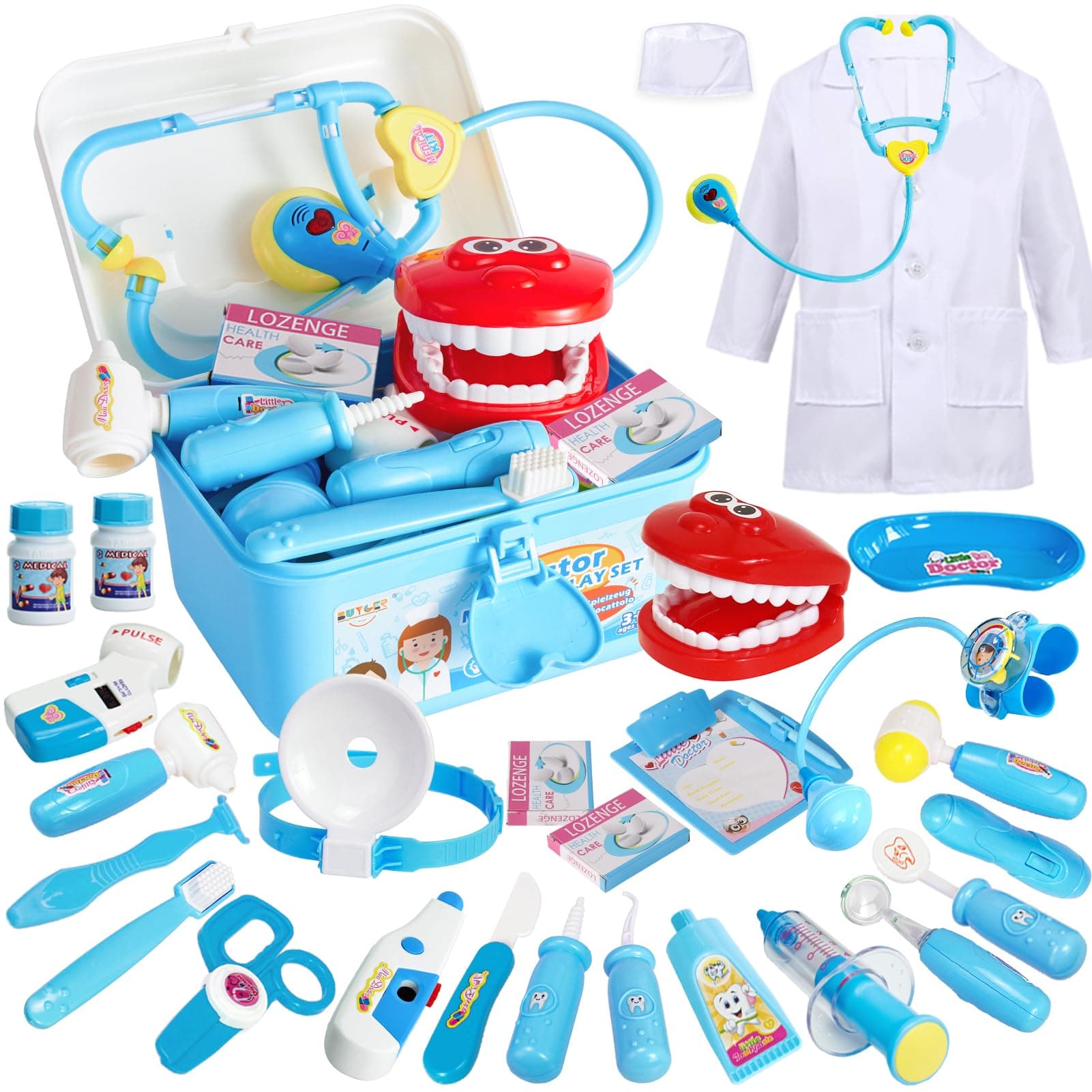 BUYGER Kids Doctors Set Case for Kids Educational Toys for 3 Year Old Boys Medical Play Fancy Dress Up Clothes for Boys, Girls