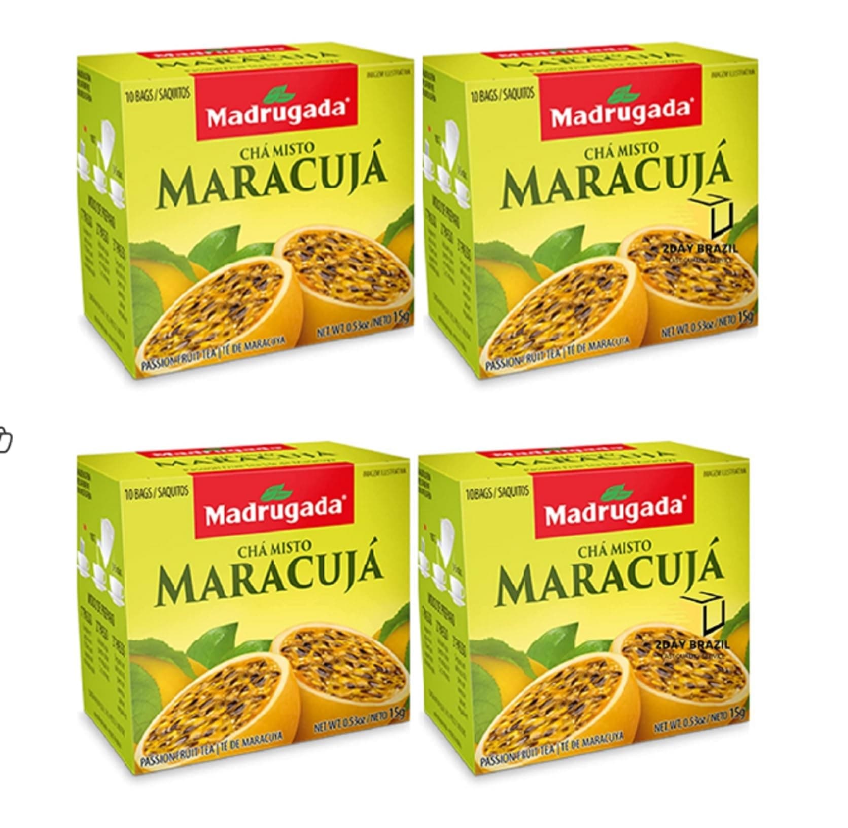 Cha de Maracuja Passion Fruit Tea Organic Natural from Brazil - 4 Box Bundle