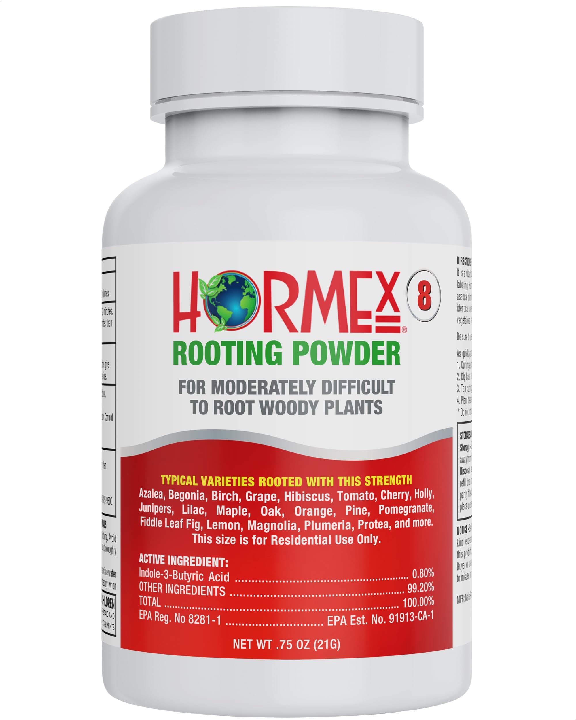 Hormex Rooting Hormone Powder #8 | for Moderately Difficult to Root Plants | Fastest IBA Rooting Powder Compound for Strong & Healthy Roots