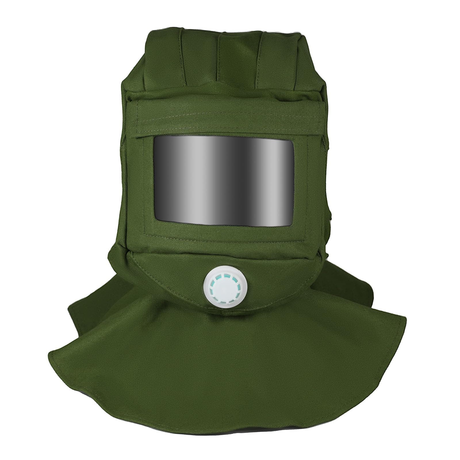 MAGIIN Sand Blasting Hood Cap, Shawl Cap Sandblasting Mask， Wind and Dust Protective Canvas Face Mask Tool (Green)