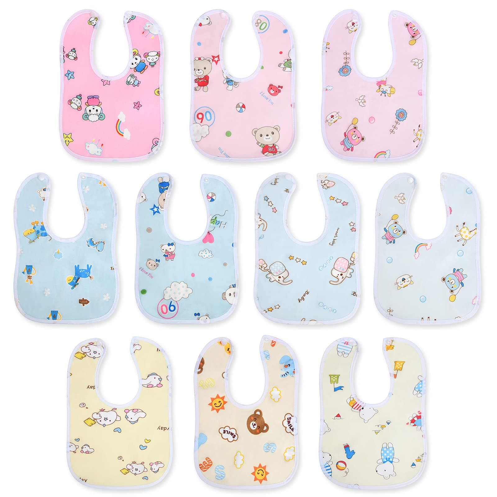 Vicloon Baby Bandana Dribble Bibs Drool Bibs, 10pc Infant Teething Soft and Absorbent with Adjustable Snaps, Bib Set for Unisex Newborn Toddlers Aged 0-36 Months