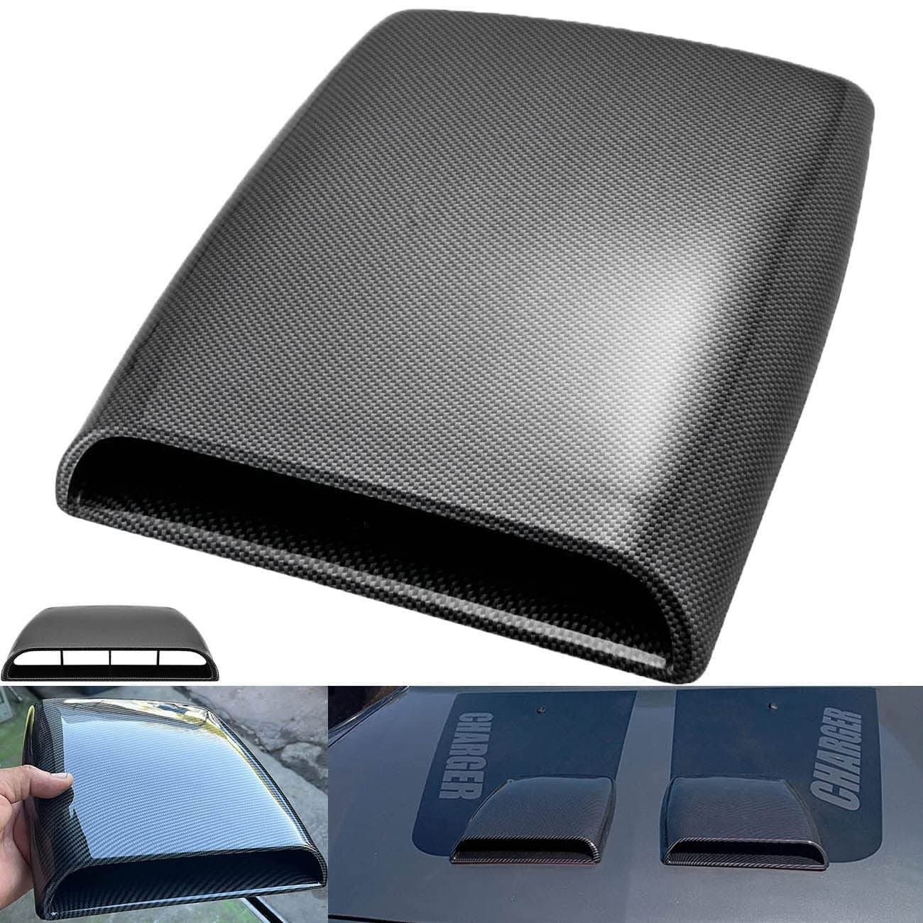 Car Air Flow Vent Cover Universal Car Decorative Air Flow Intake Hood Scoops Bonnet Vent Sticker Cover Hood - Carbon Fiber