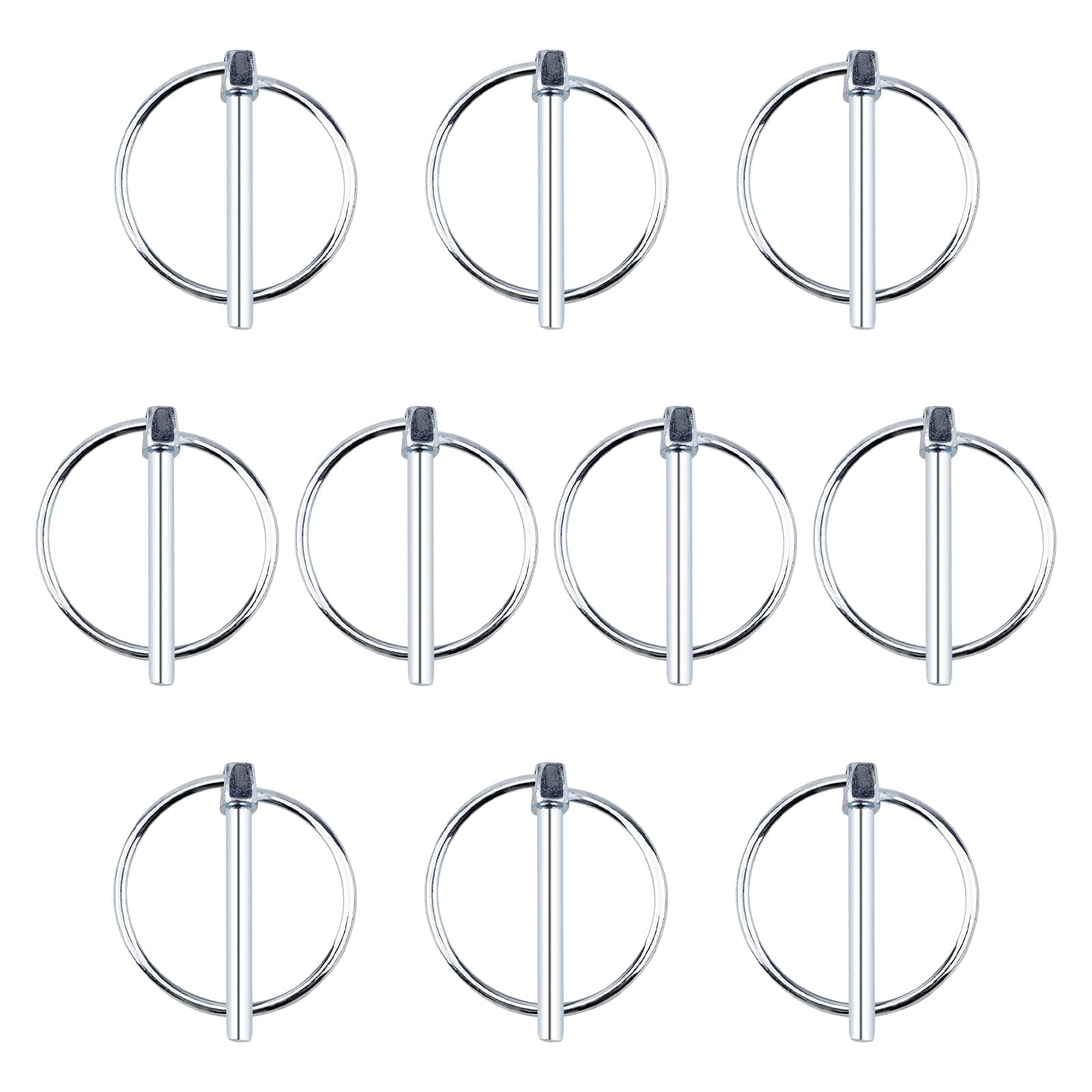 INCREWAYLynch Pin, 10Pcs 4.5mm Carbon Steel Yoke-End Locking Pins Trailer Lock Pin Lynch Retaining Pins Locking Pin Fasteners for Track Farm Lawn, Silver