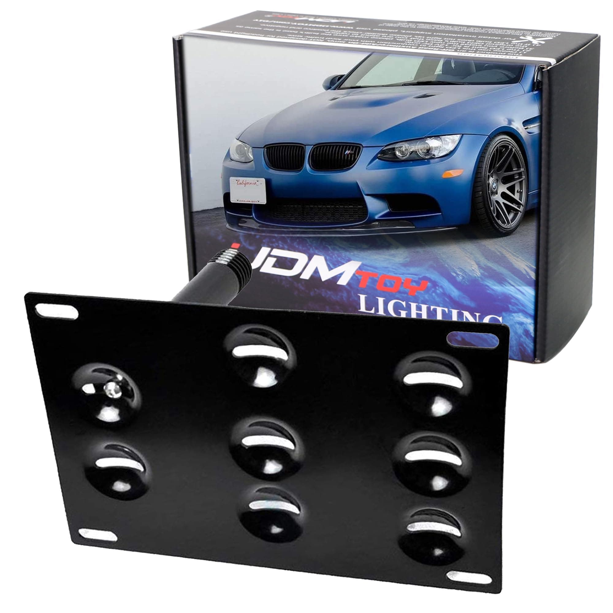 iJDMTOY No Drill Front Bumper Tow Hook License Plate Mounting Bracket Adapter Kit Compatible with BMW E82 E88 128i 135i 1M E39 E90 E91 E92 E93 328i 335i M3 X5 X6 etc