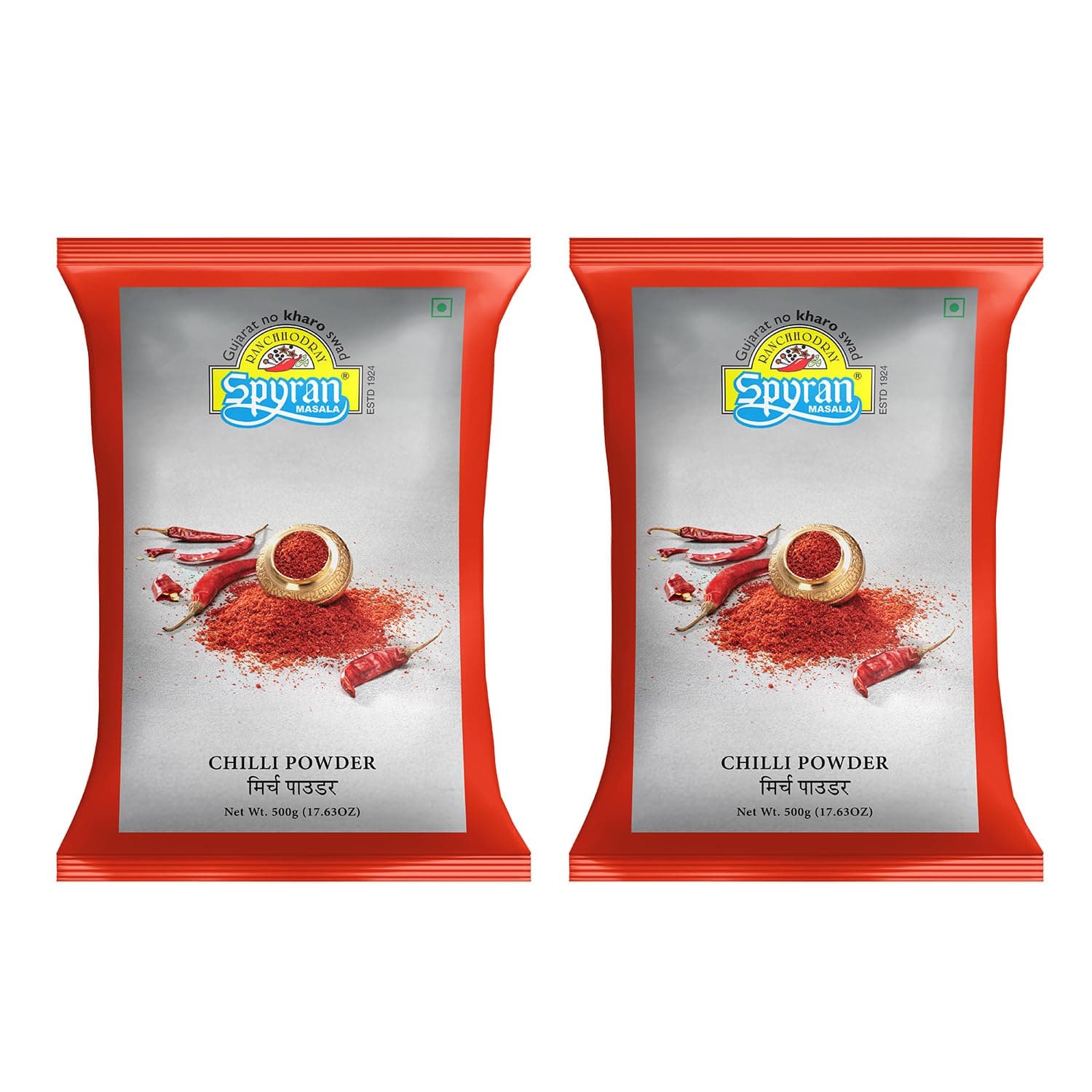 Spyran Patna Red Chilli/Chilly Powder | Spicy Lal Marchu | 100% Natural | No added colour & chemichal 500g (Pack of 2)