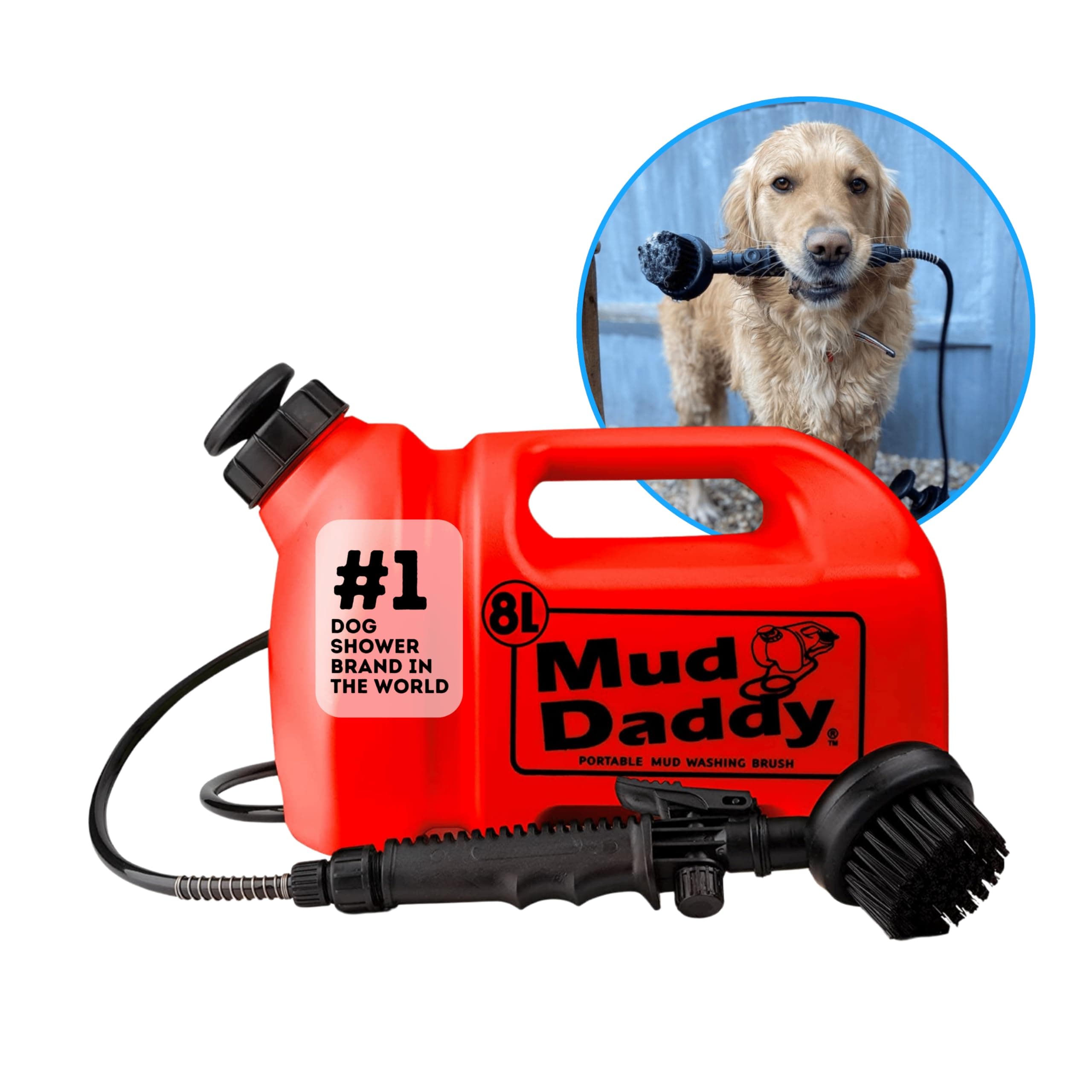 8 Litre Mud Daddy Portable Pet Washing Device | Muddy Walks | Pet Cleaning | Grooming | Red