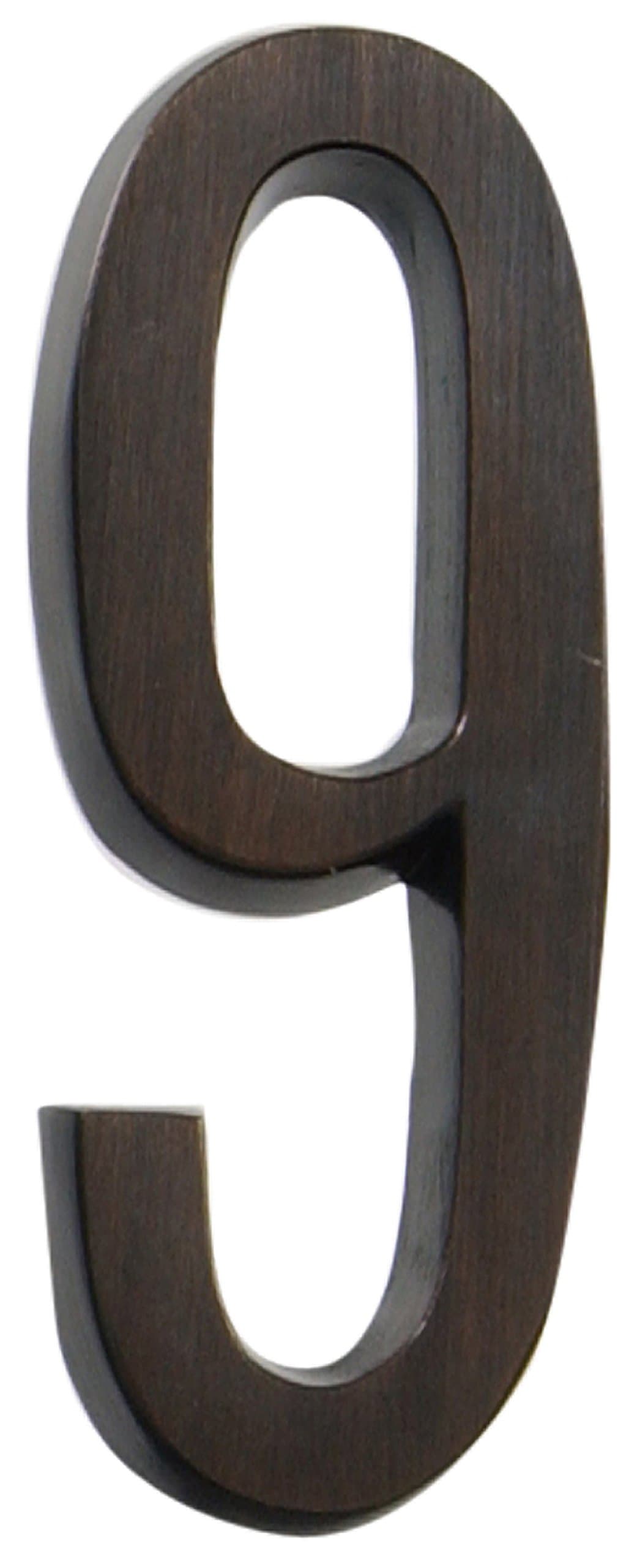 Distinctionsby Hillman 843263 4-Inch Die Cast Self-Adhesive House Address Plaque, Aged Bronze, Number 9