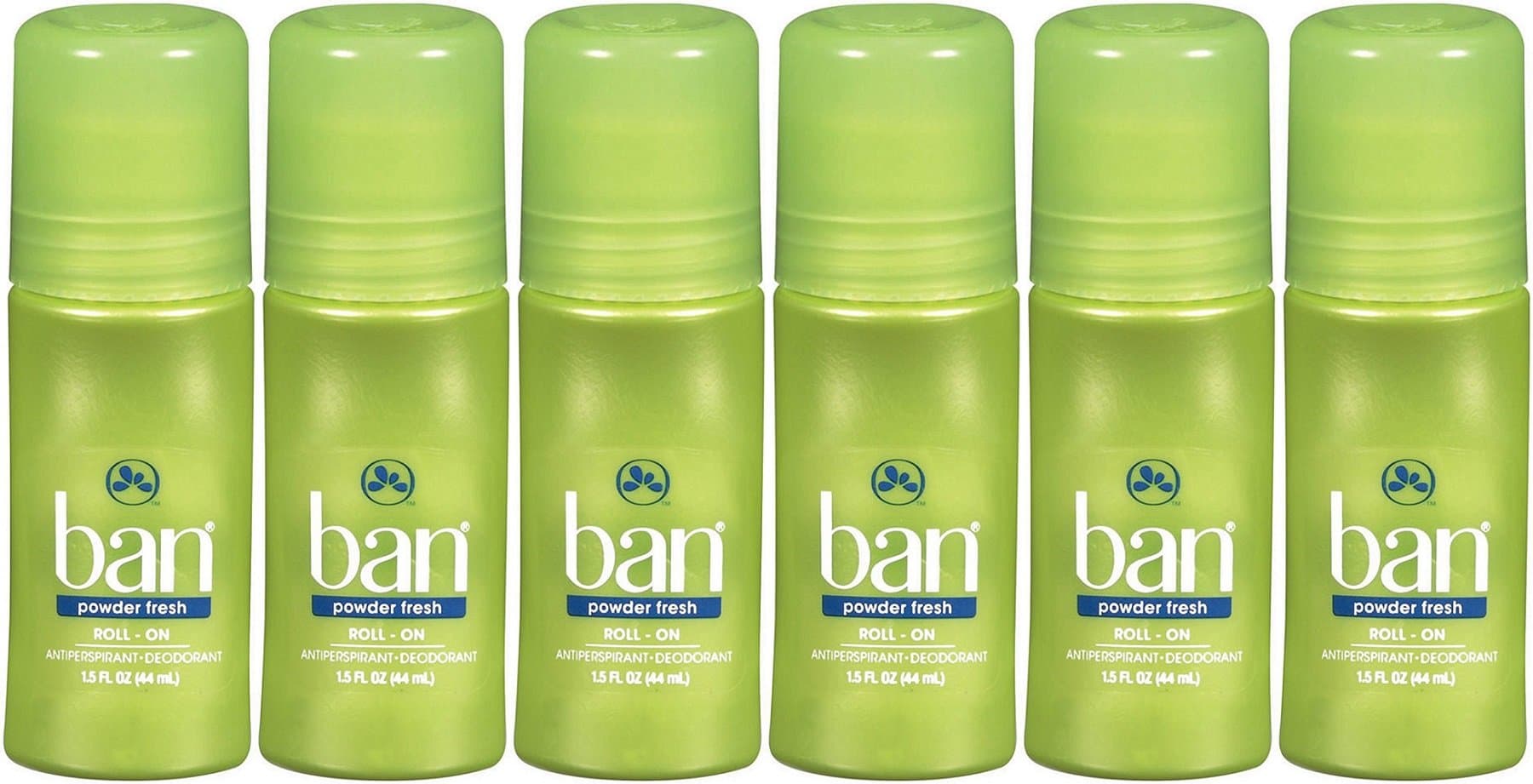 Ban Roll-on Antiperspirant & Deodorant, Powder Fresh, Travel Size, 1.5 Oz (Pack of 6)