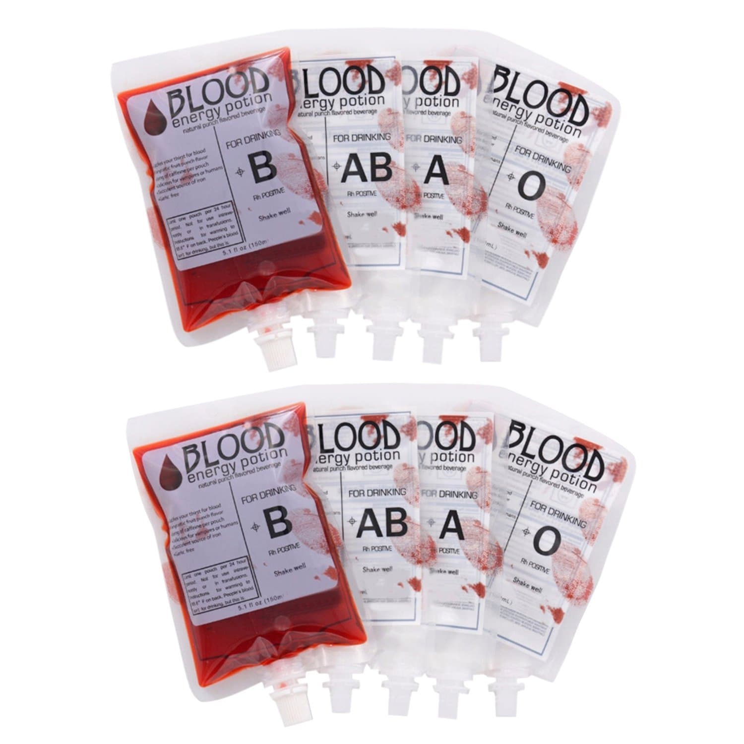 Reusable Blood Bags for Drinks Halloween Juice Energy Container Set of 10