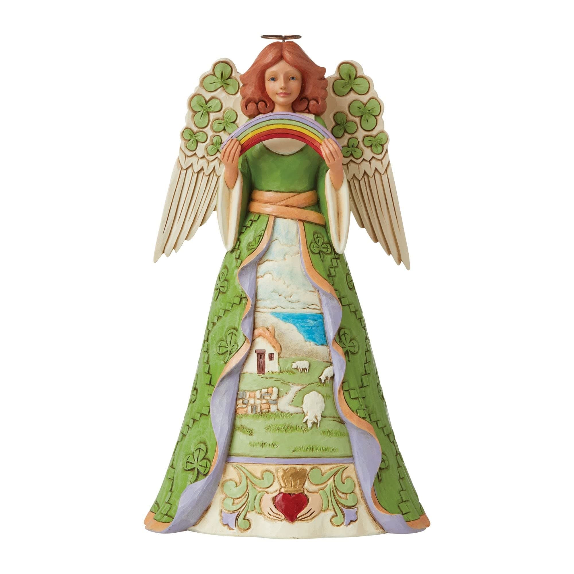 Jim Shore Heartwood Creek Irish Angel with Shamrock Wing Figurine, 9.75 Inch