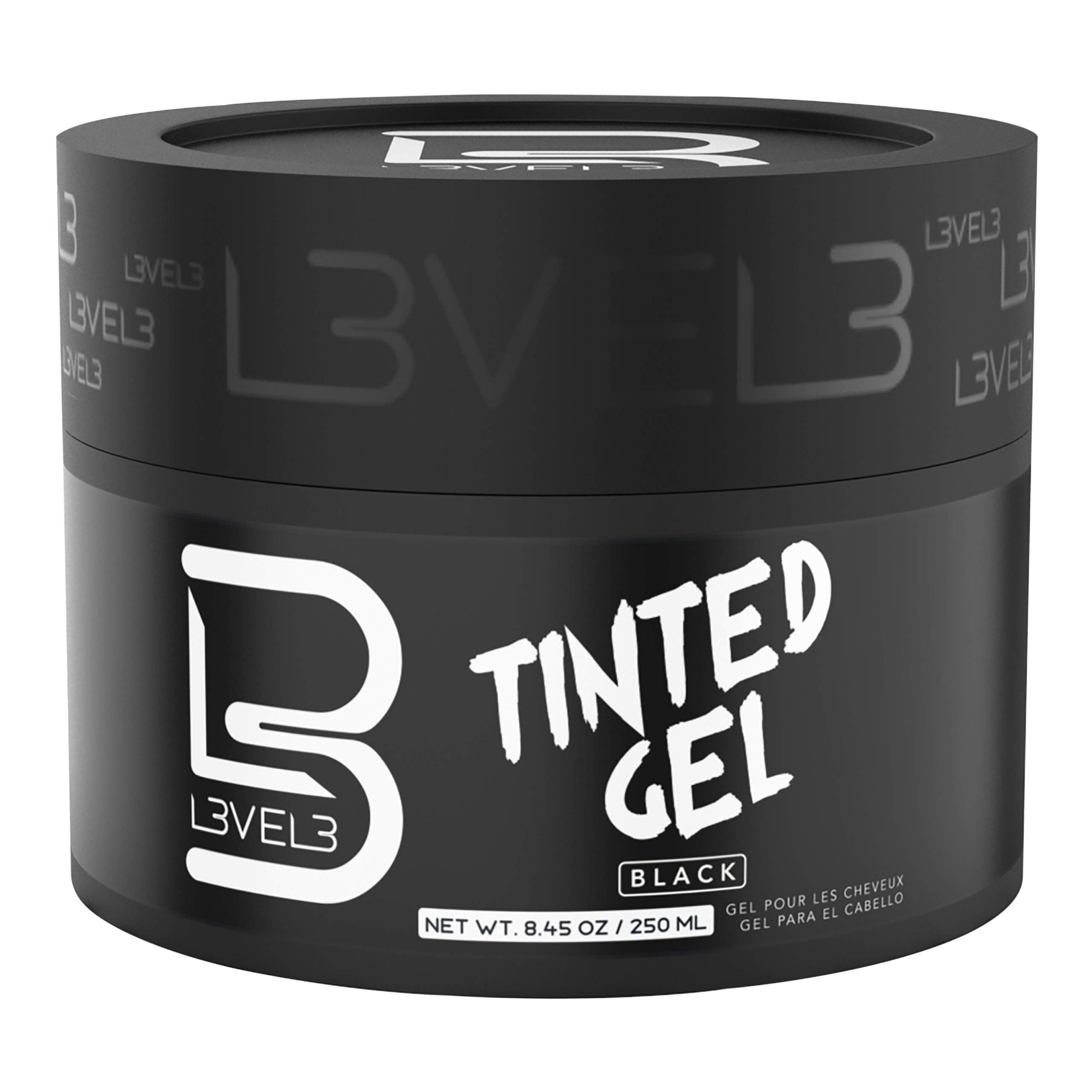 Level 3 Tinted Gel Black - Temporary Black Hair Gel For Hair - No Flaking and Rinses Out Easily - Level Three Strong Hold Formula