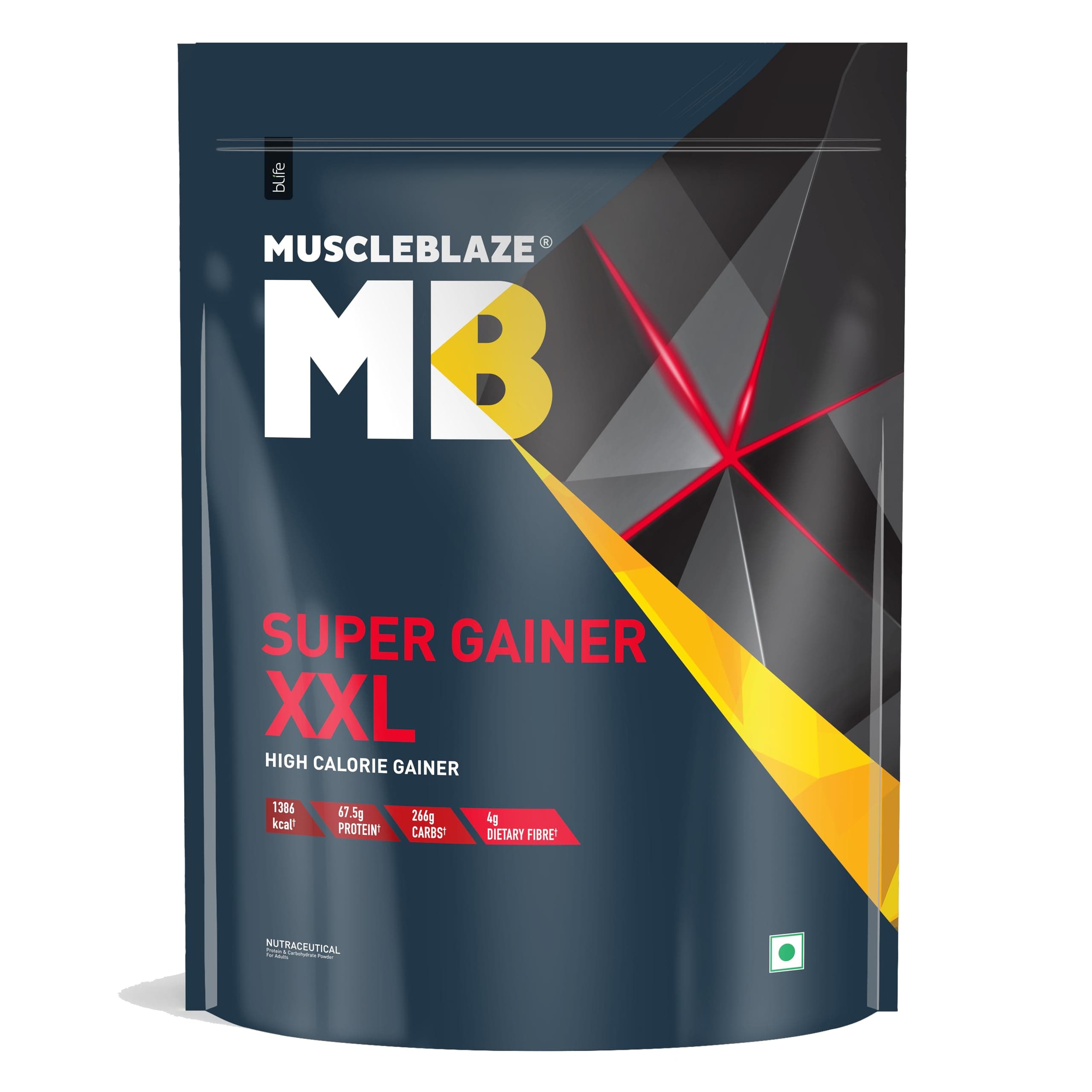 MuscleBlaze Super Gainer XXL (Chocolate, 2kg / 4.4lbs, 20 Servings) | Muscle Mass High Protein Gainer Powder