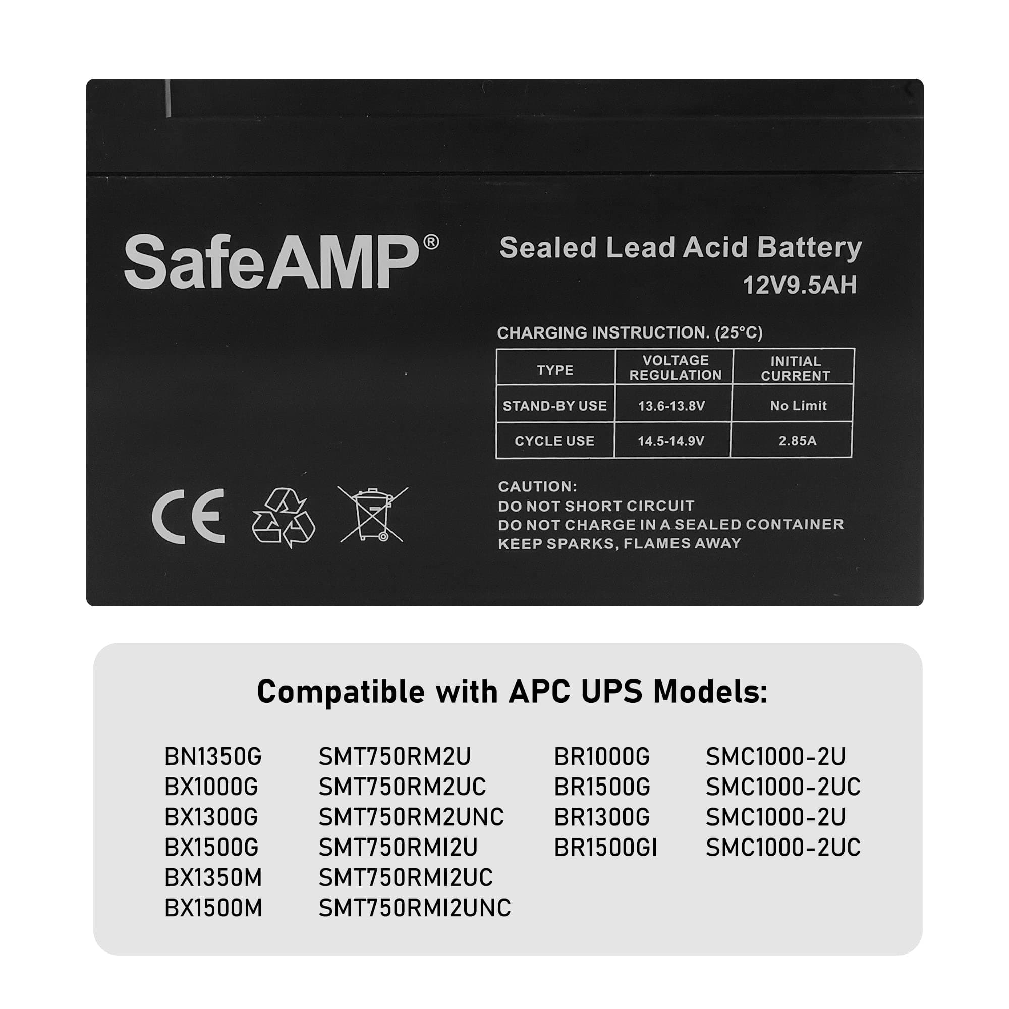 UPS 9Ah, 24VDC VRLA Battery Replacement APCRBC124 Compatible with APC UPS Models BR1000G, BX1350M, BN1350G, BX1000G, BX1300G.