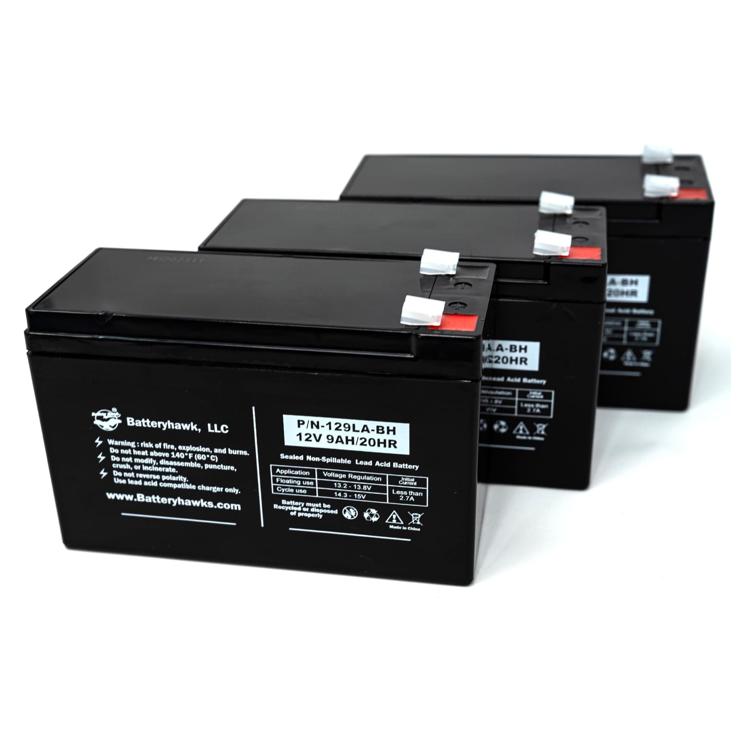 Battery Hawk (3 Pack) RB1290A SLA0020 WP9-12 WP9-12 SLA1088 UB1290-F2 CP1290 FP1270 FP1272 PC1270 BAT1 27 12V7.0AH