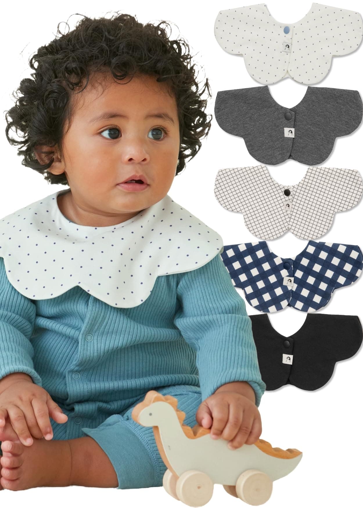 Konny Baby Bibs Set, 360 ° Rotate, Soft and Absorbent Bandana Drooling for Boys Girls baby Essentials