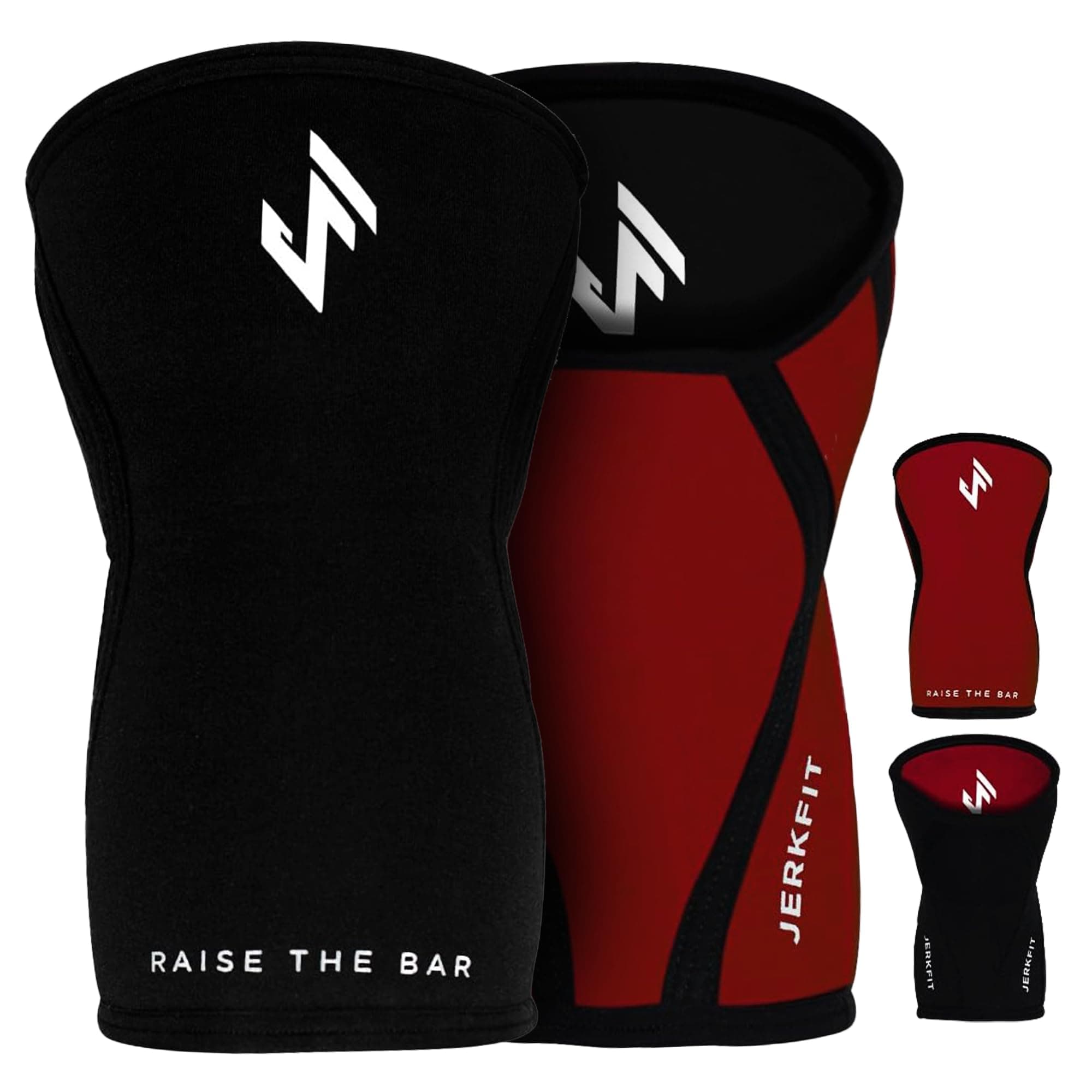 JerkFit Knee Compression Sleeve (Pair) - 5mm Thick Neoprene Knee Sleeve for Men and Women - Reversible Compression Knee Sleeves for Training, Weightlifting, Wrestling, Squats & Gym Use