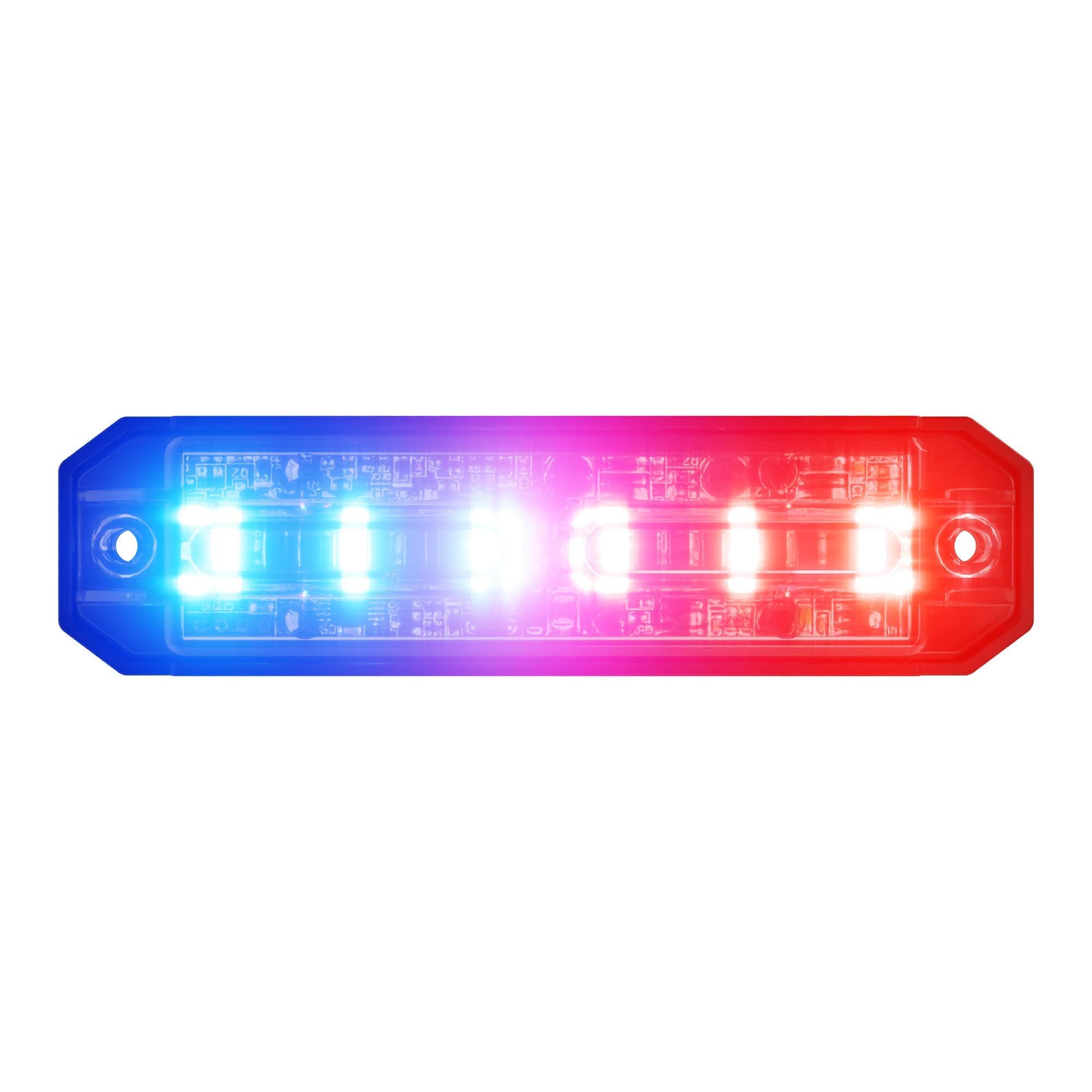AbramsUltra Series [Red/Blue] 18W - 6 LED [SAE Class-1] Police Vehicle Truck [Split Color] LED Grille Light Head Surface Mount Strobe Warning Light [29+ Patterns]