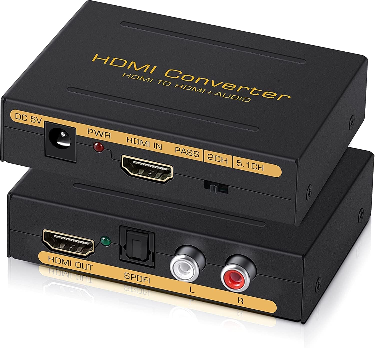 HDMI Audio Extractor Splitter HDMI in to HDMI Out + Optical Audio TOSLINK SPDIF+ Digital Analog RCA L/R Stereo Audio Splitter Converter Adapter Support 4K@30Hz 1080P Full HD 3D Black